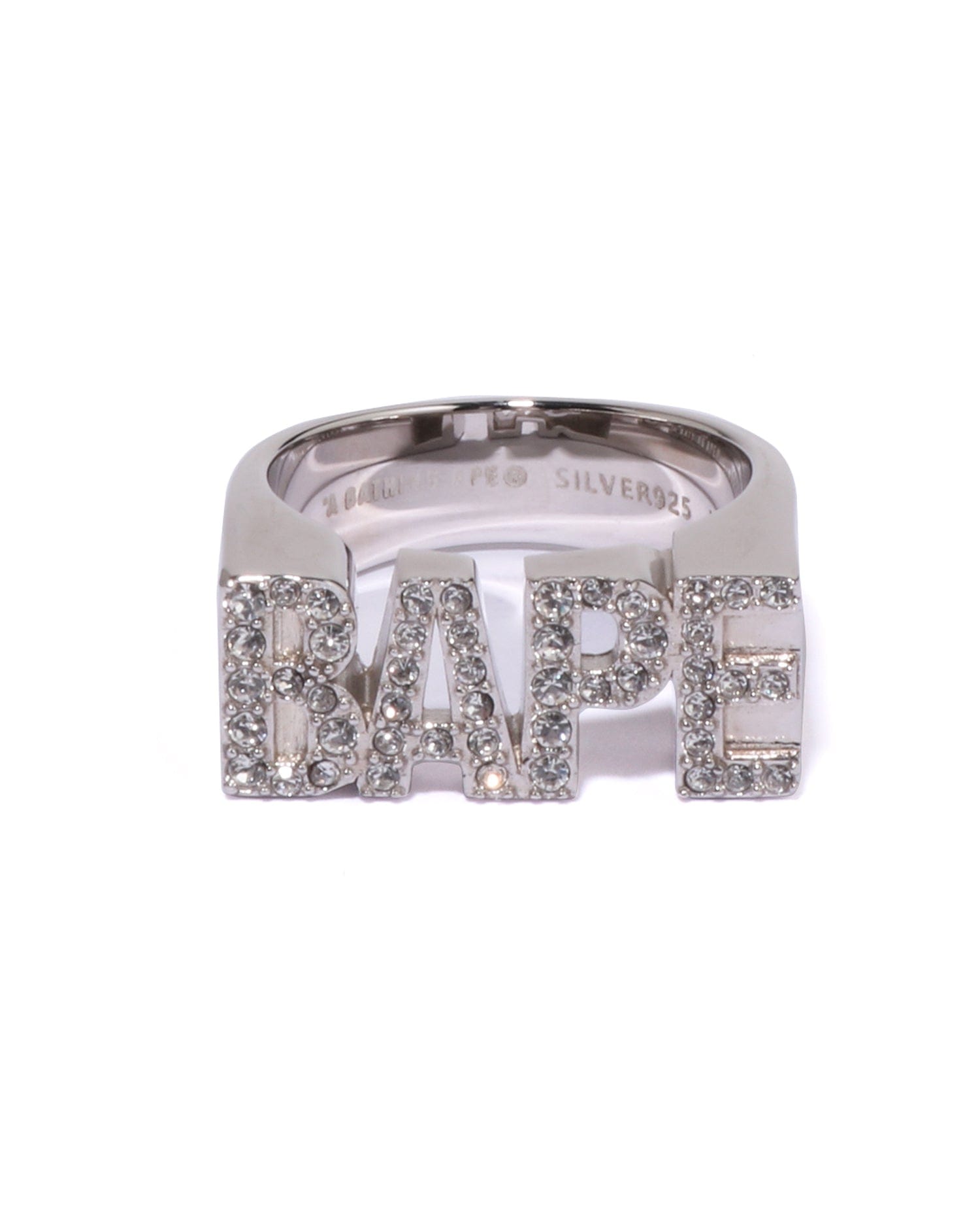 A Bathing APE BAPE Logo Ring W/ Rhinestone
