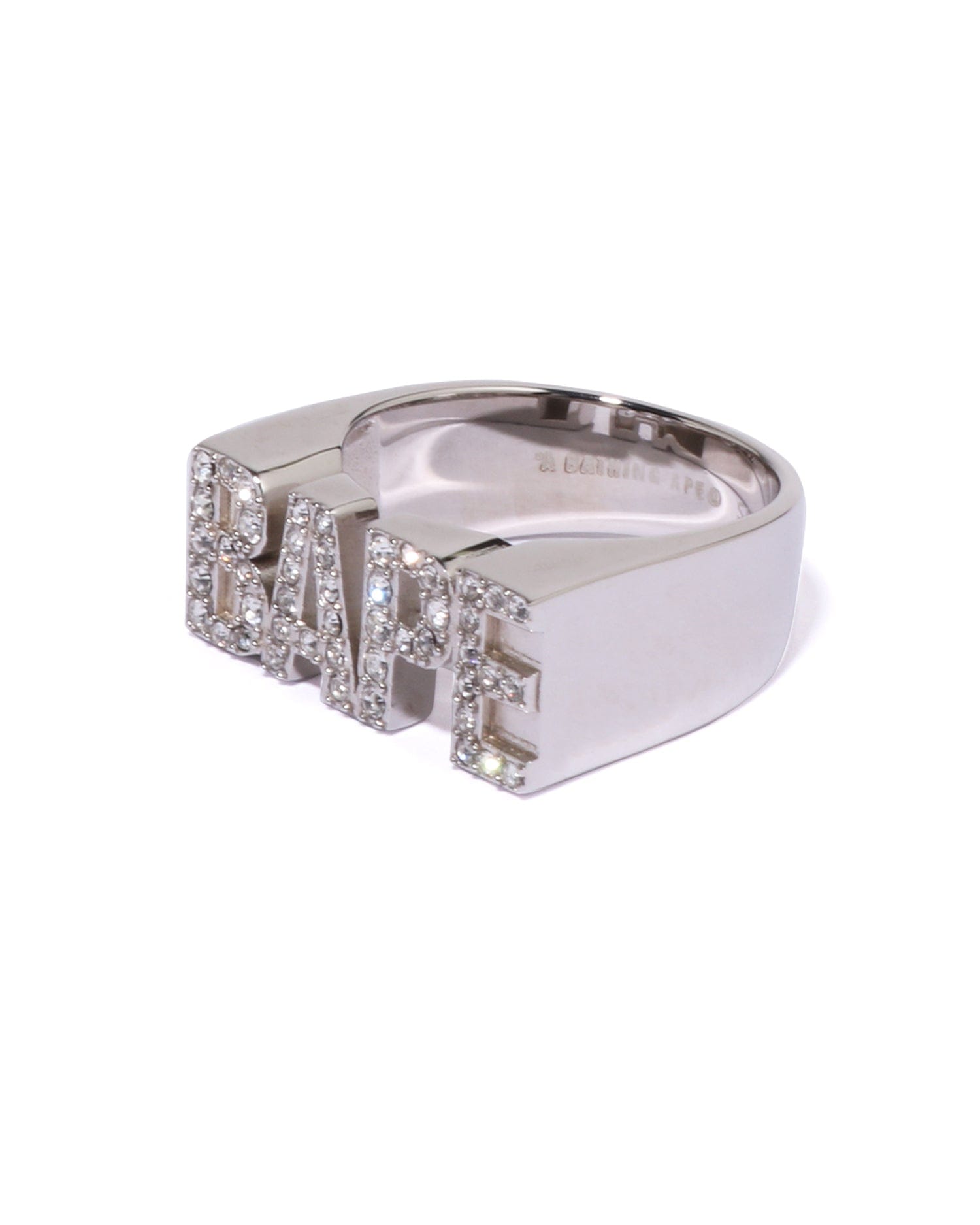 A Bathing APE BAPE Logo Ring W/ Rhinestone