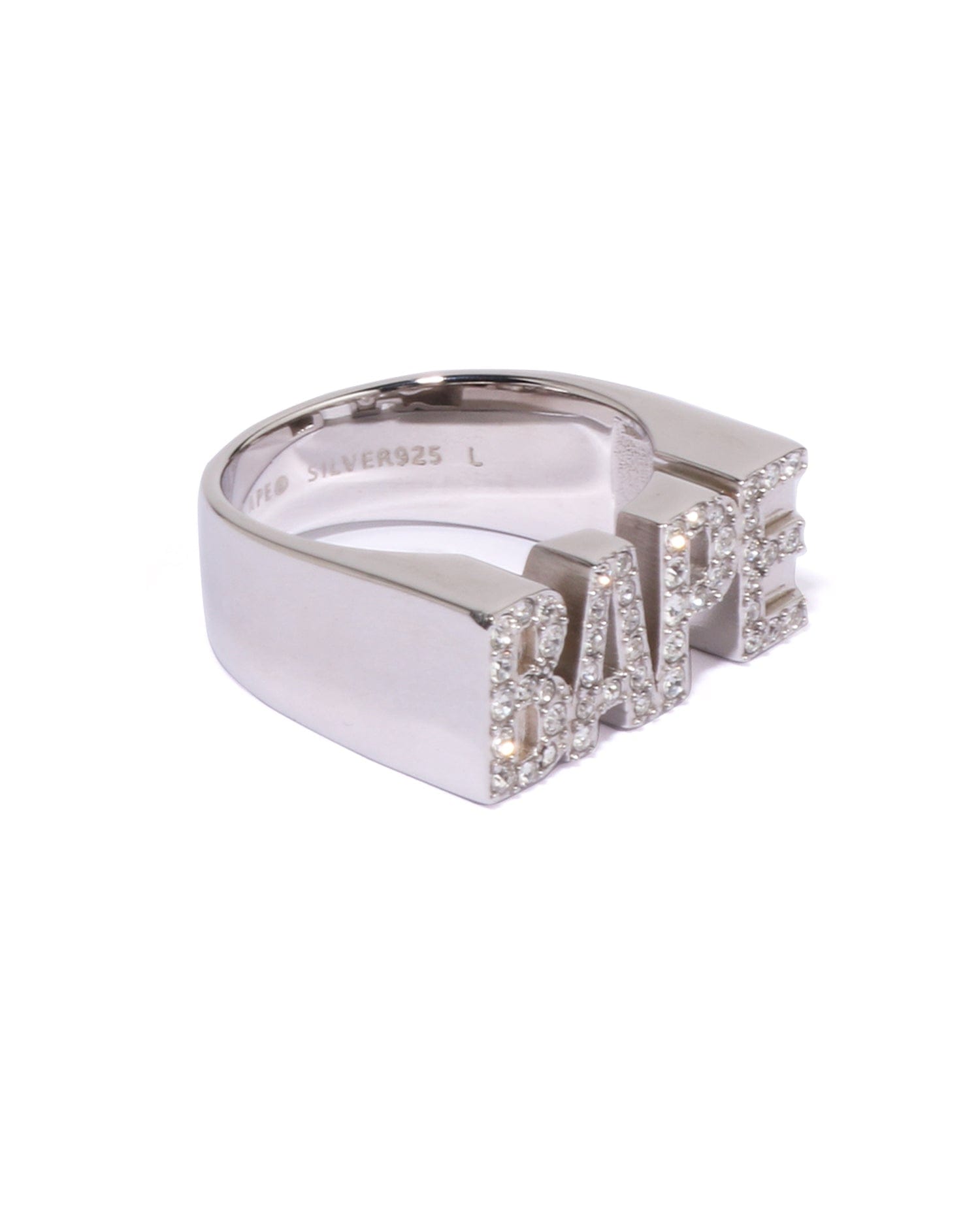 A Bathing APE BAPE Logo Ring W/ Rhinestone