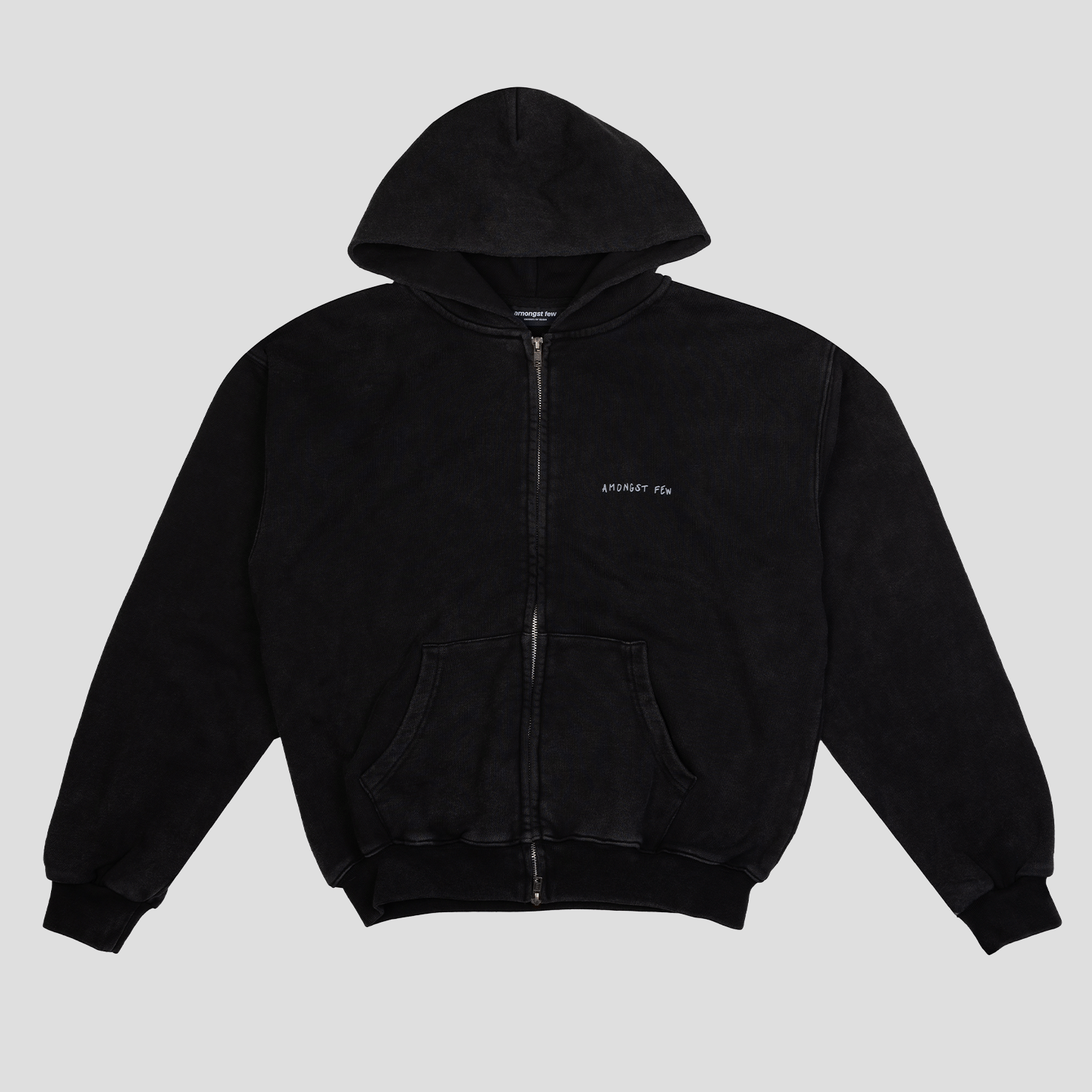 Amongst Few - Toddler Text Zip Hoodie (Washed Black)