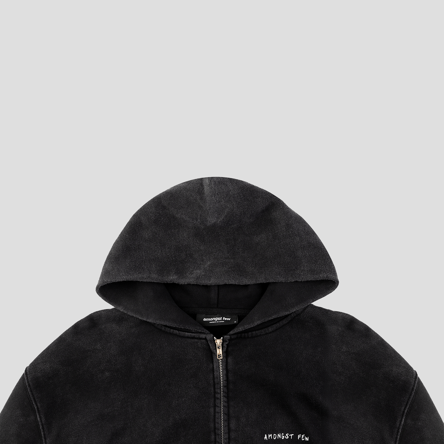 Amongst Few - Toddler Text Zip Hoodie (Washed Black)