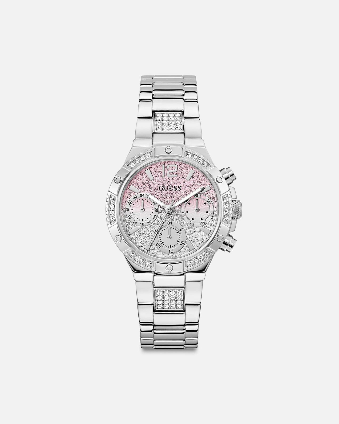 GUESS Mainline Harlow Pink Silver Bracelet Watch Silver