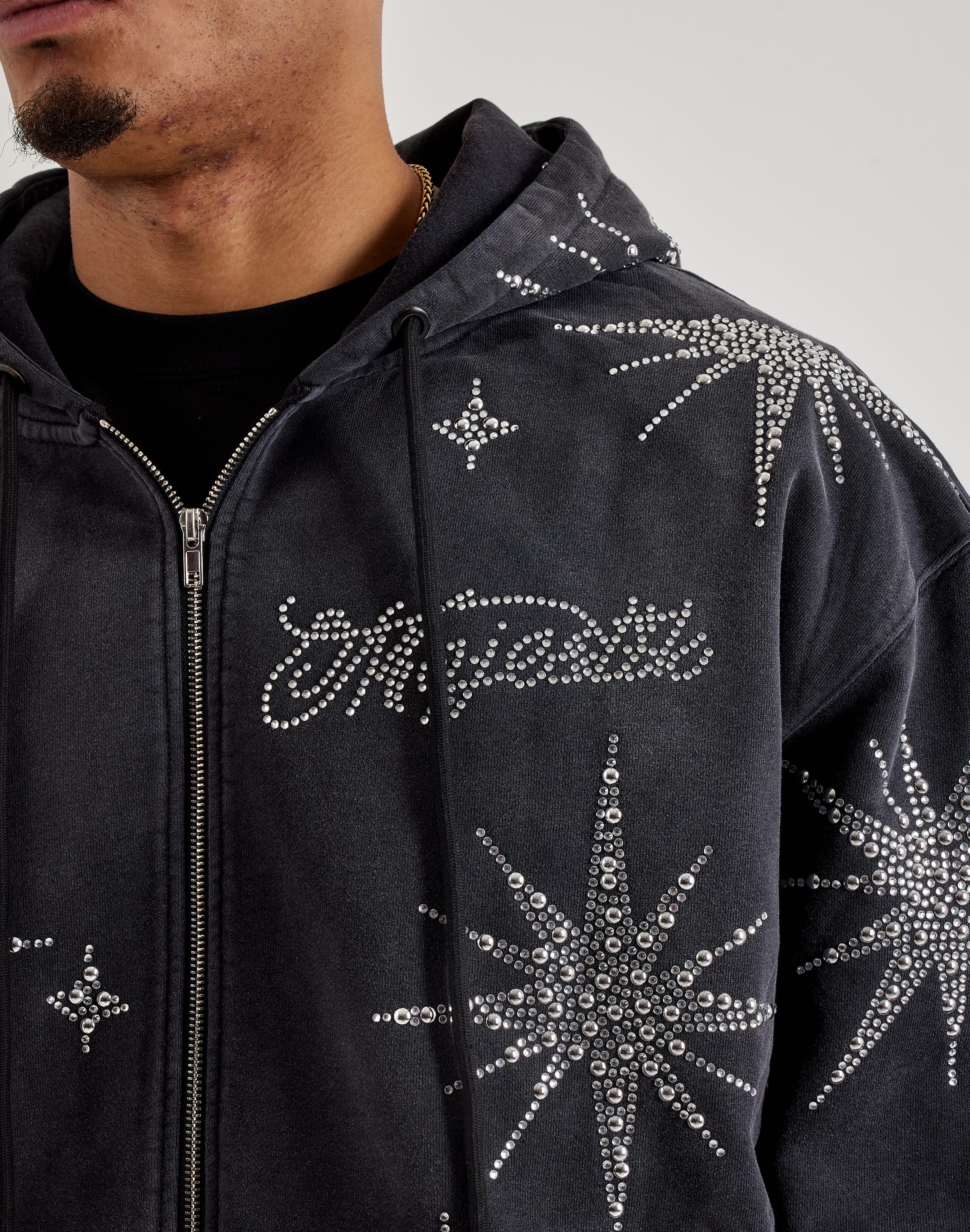 Majestik Star Full - Zip Rhinestone Fleece Hoodie