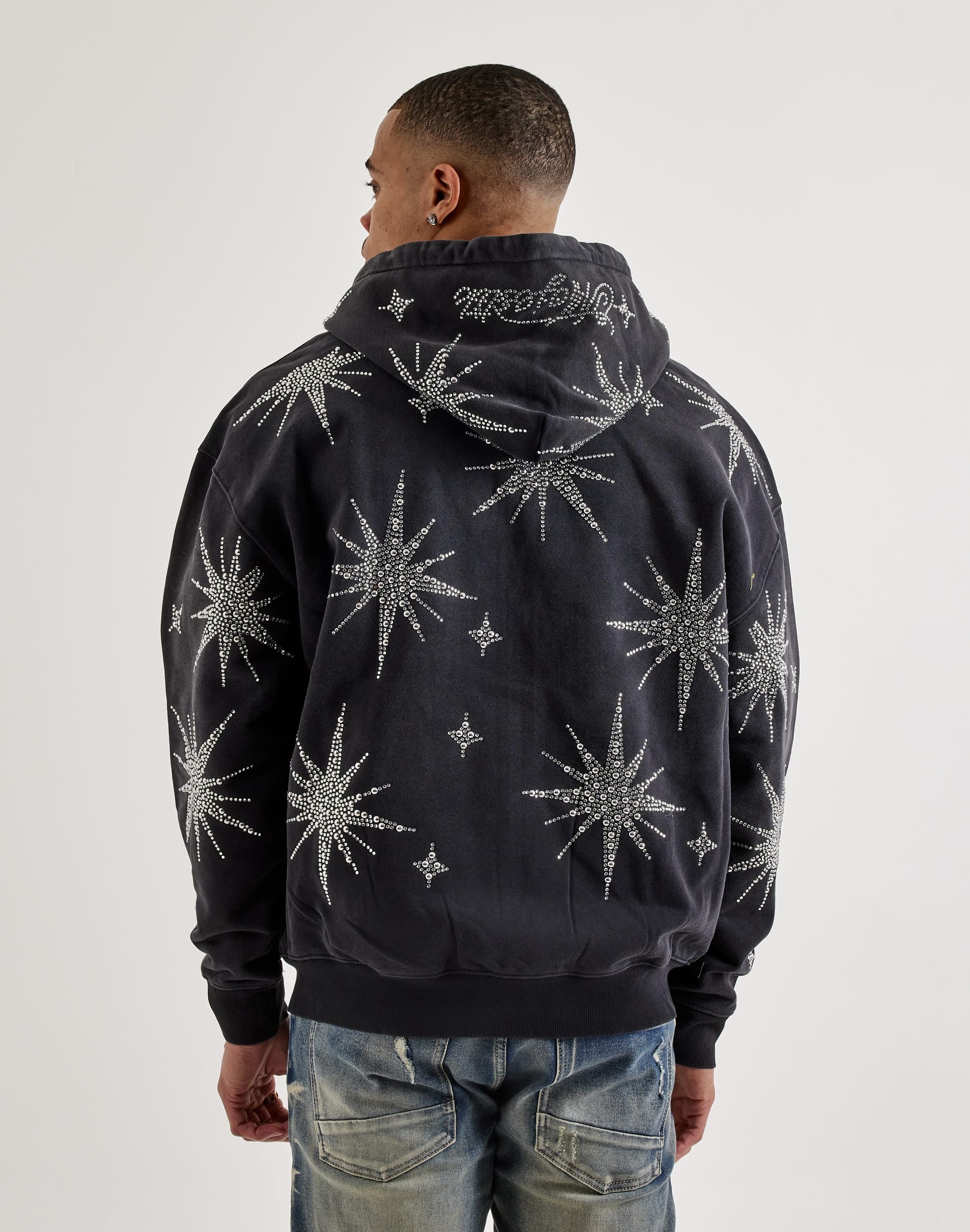 Majestik Star Full - Zip Rhinestone Fleece Hoodie