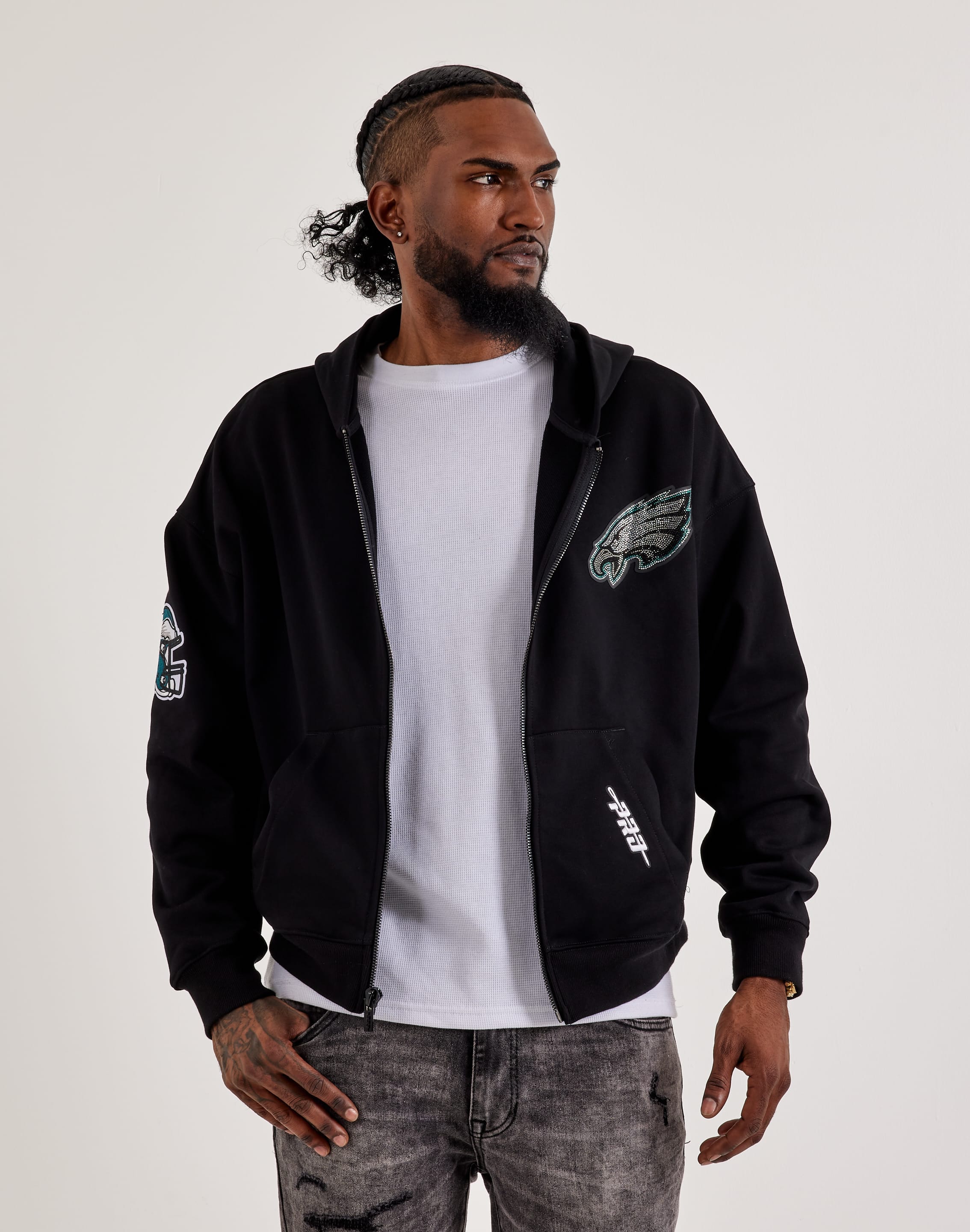 Pro Standard Philadelphia Eagles Rhinestone Zip - Up Hoodie