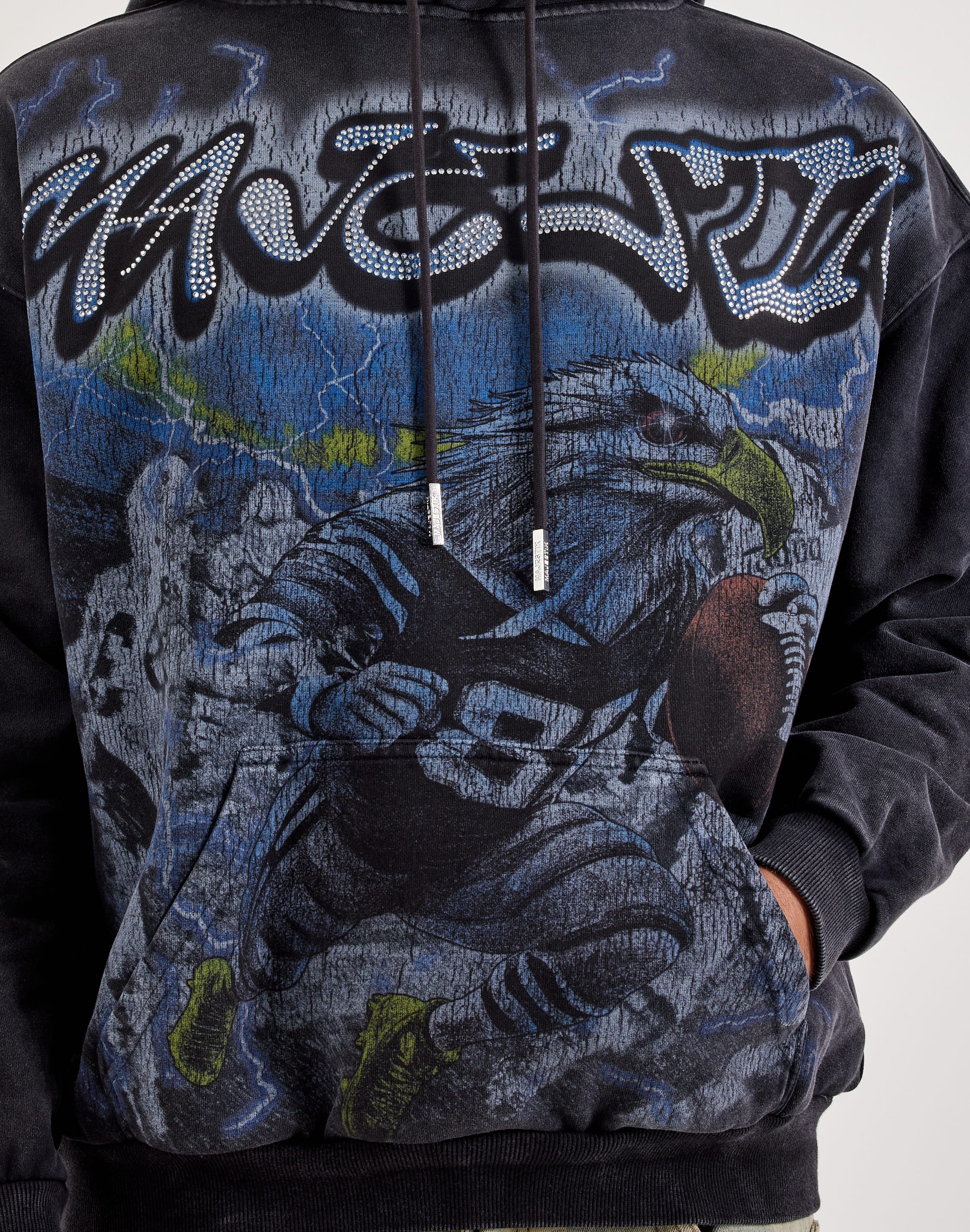 Majestik Eagle 8 Rhinestone Fleece Pullover Hoodie