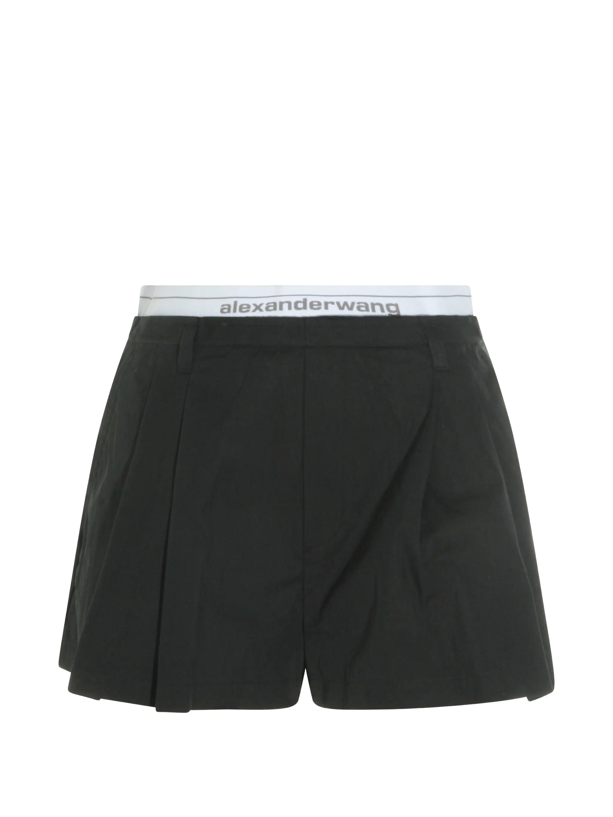 Alexander Wang logo - waistband pleated shorts
