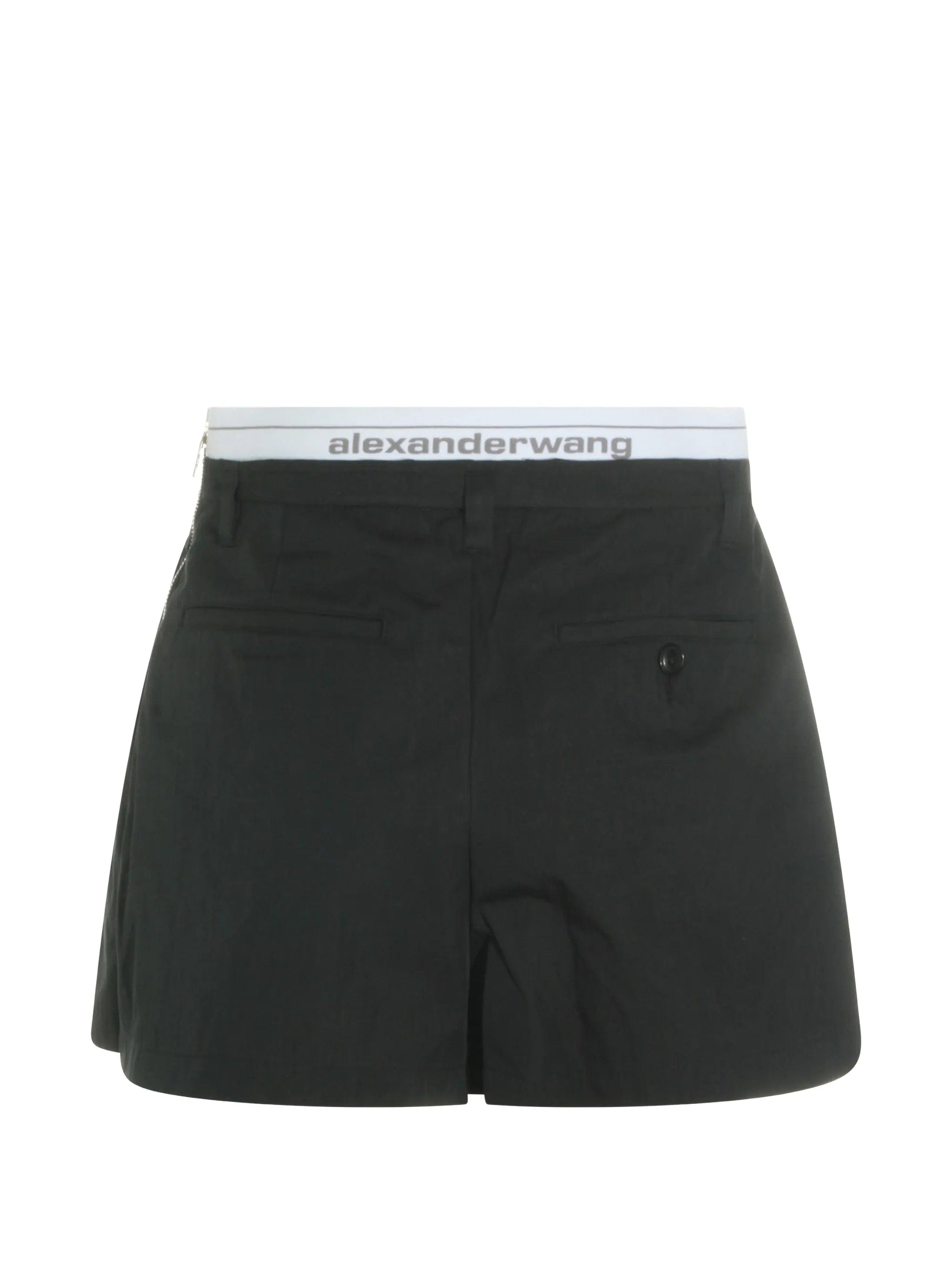 Alexander Wang logo - waistband pleated shorts