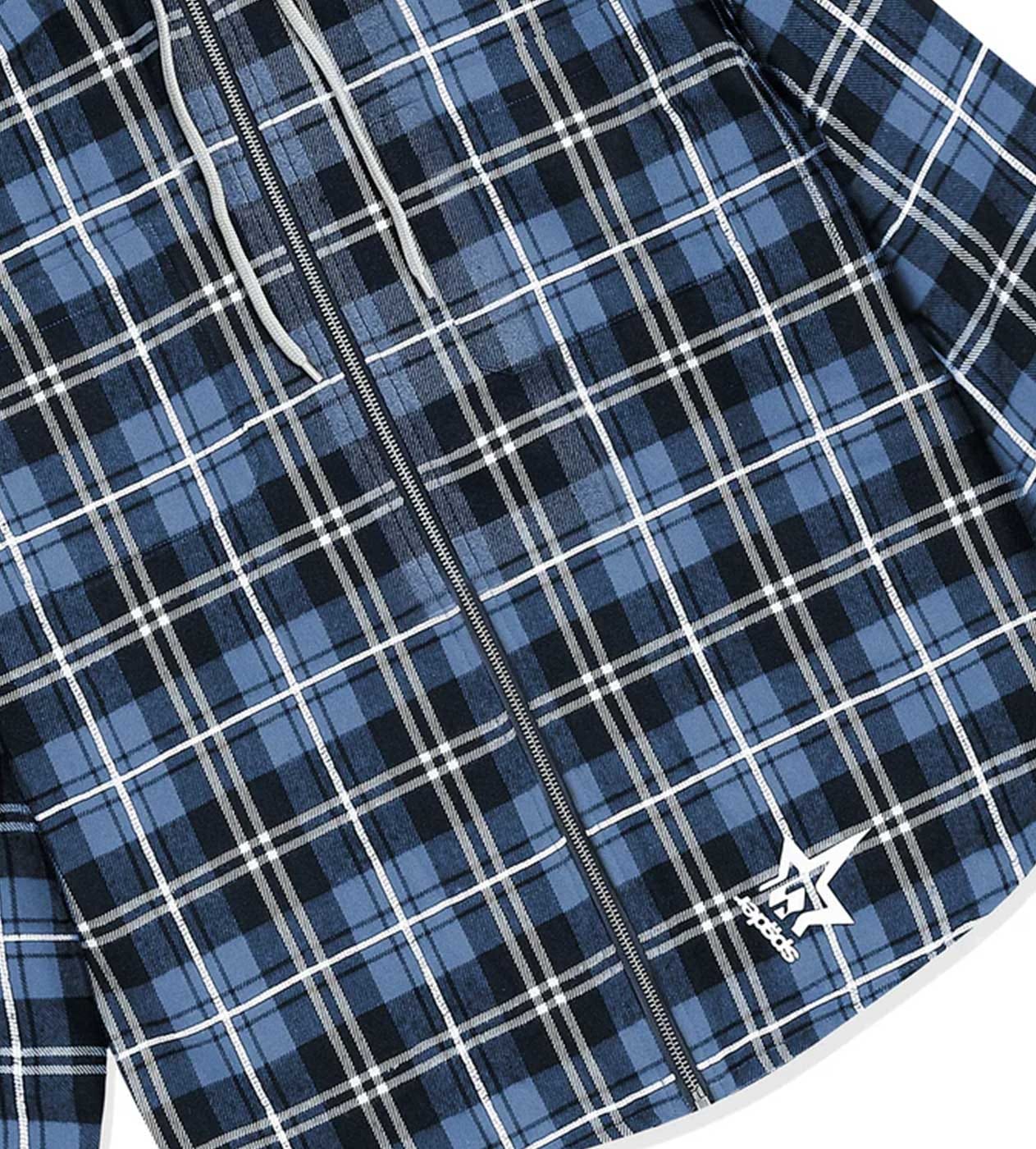 Sp5der Worldwide Sp5der Hooded Flannel Zip Up Blue