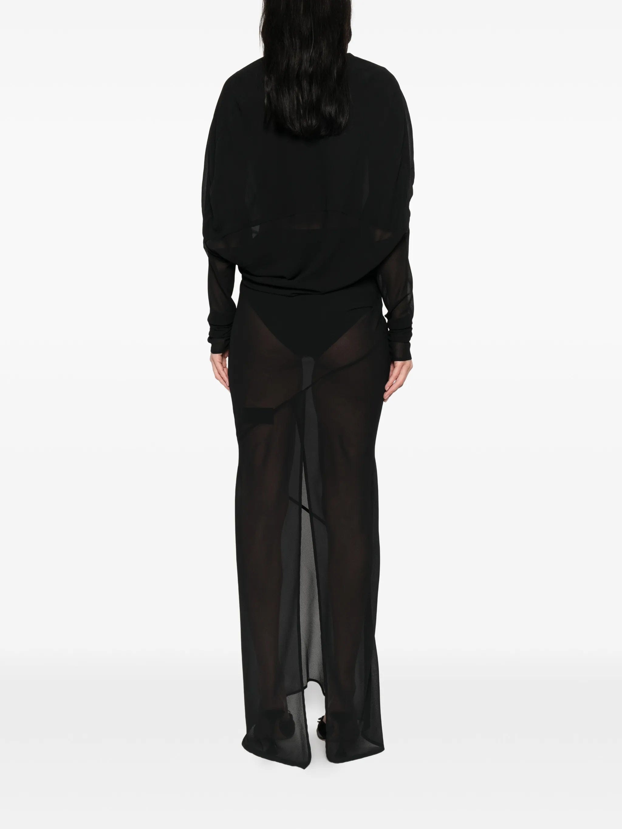Entire Studios sheer - panel V - neck maxi wrap dress