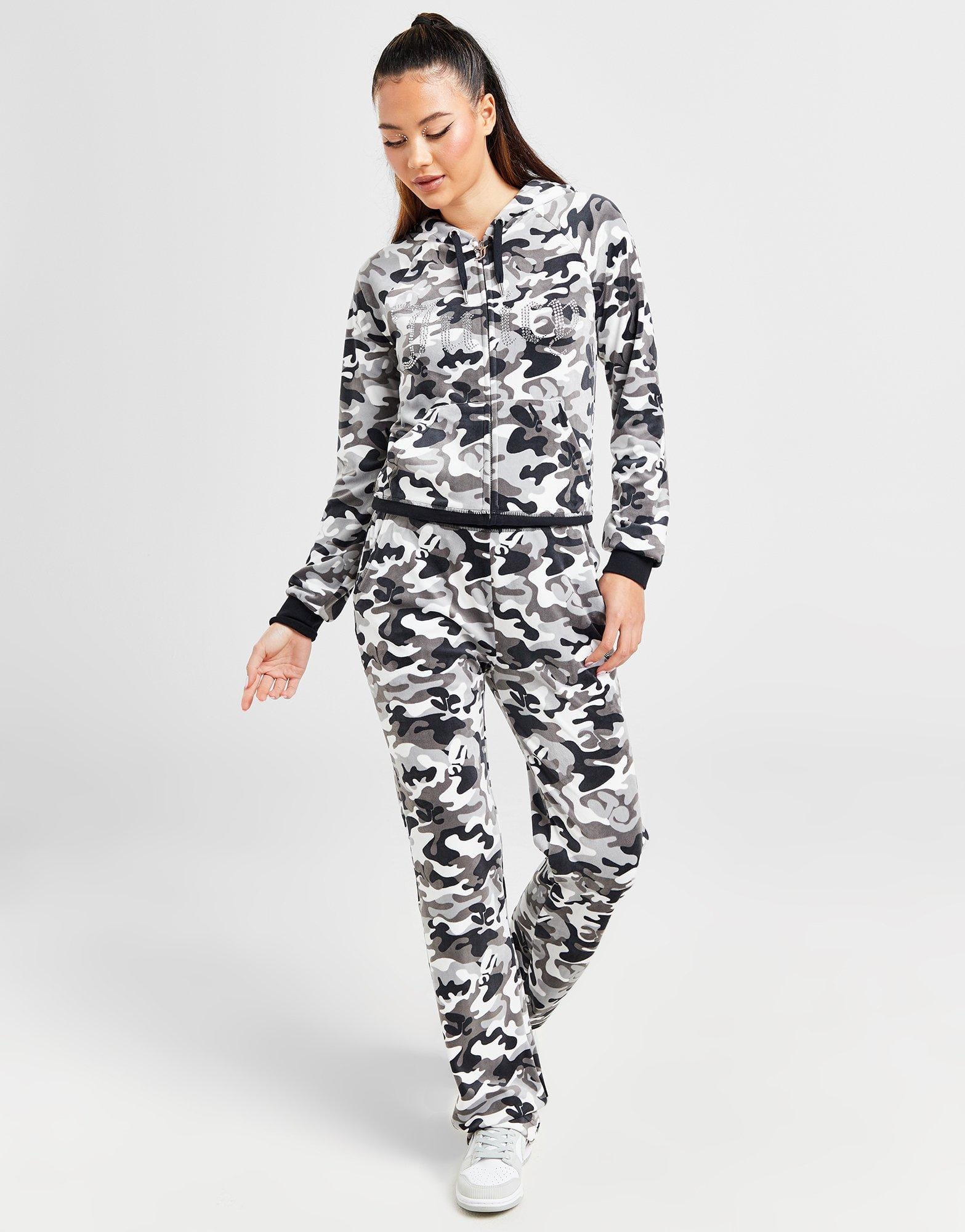 Juicy Couture Diamante Velour Camo Track Pants