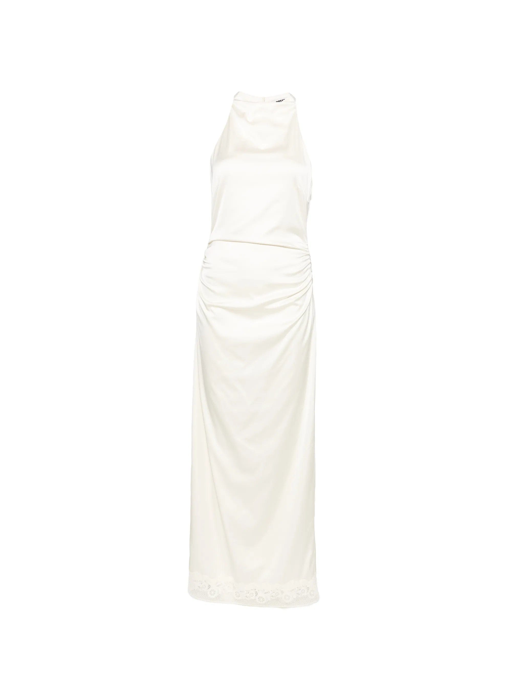 Rotate Birger Christensen lace - trim ruched maxi dress