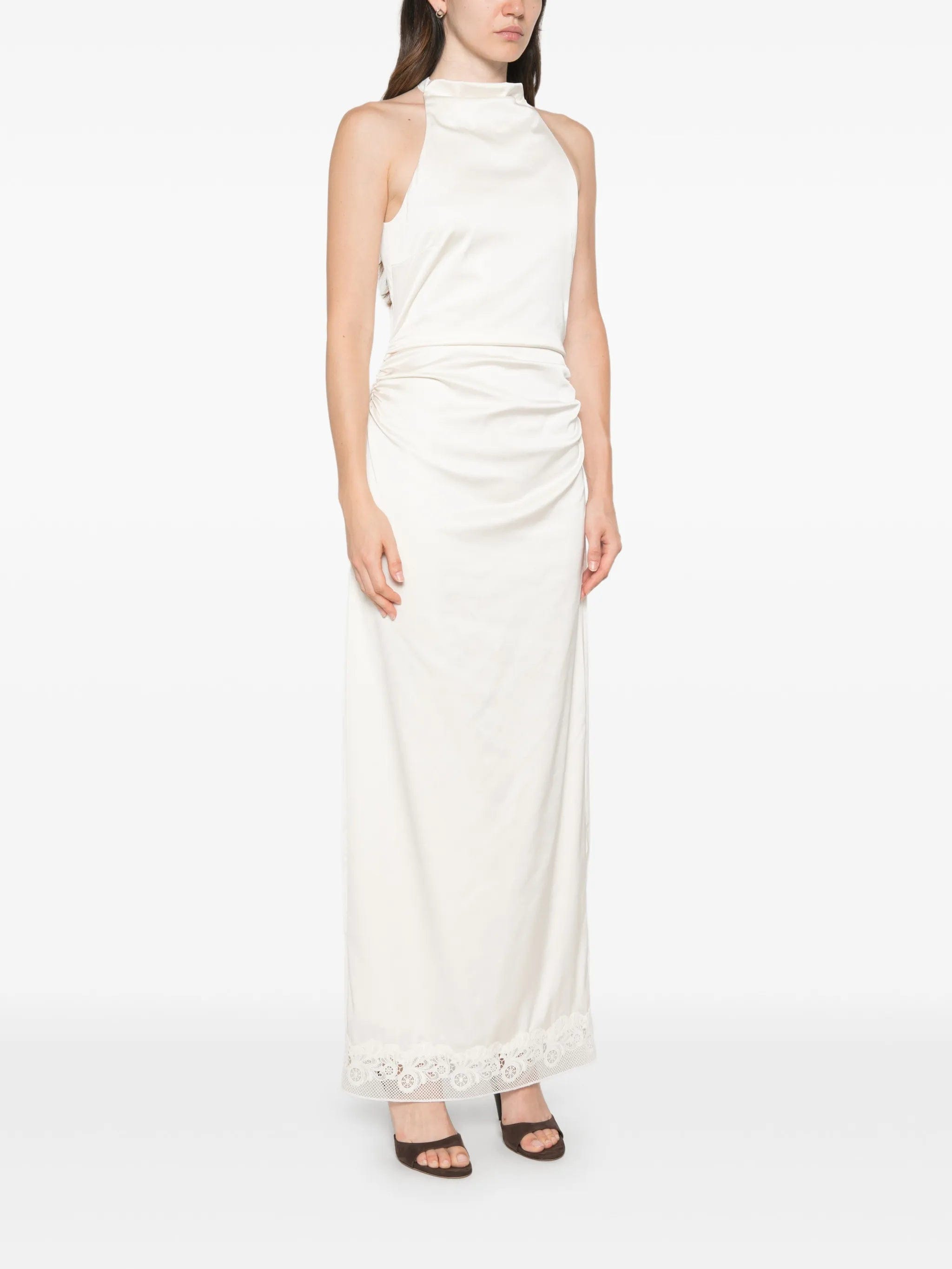 Rotate Birger Christensen lace - trim ruched maxi dress