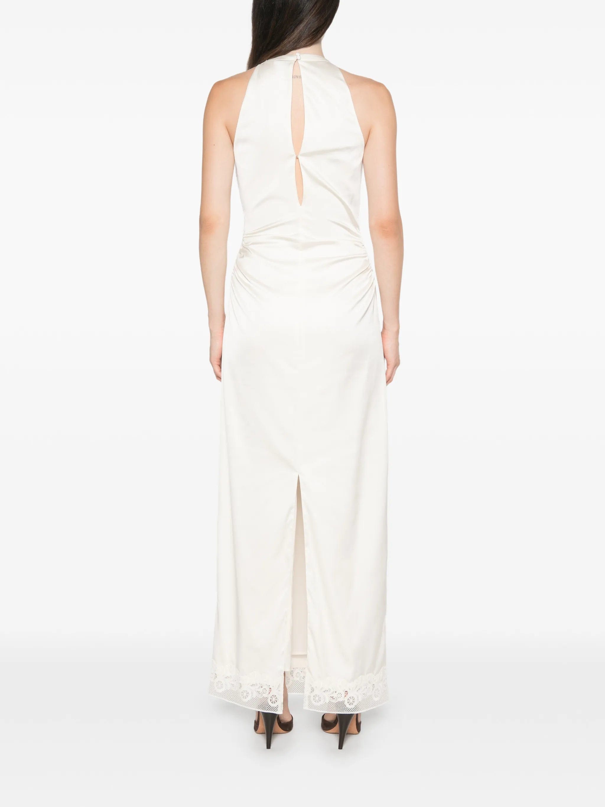 Rotate Birger Christensen lace - trim ruched maxi dress