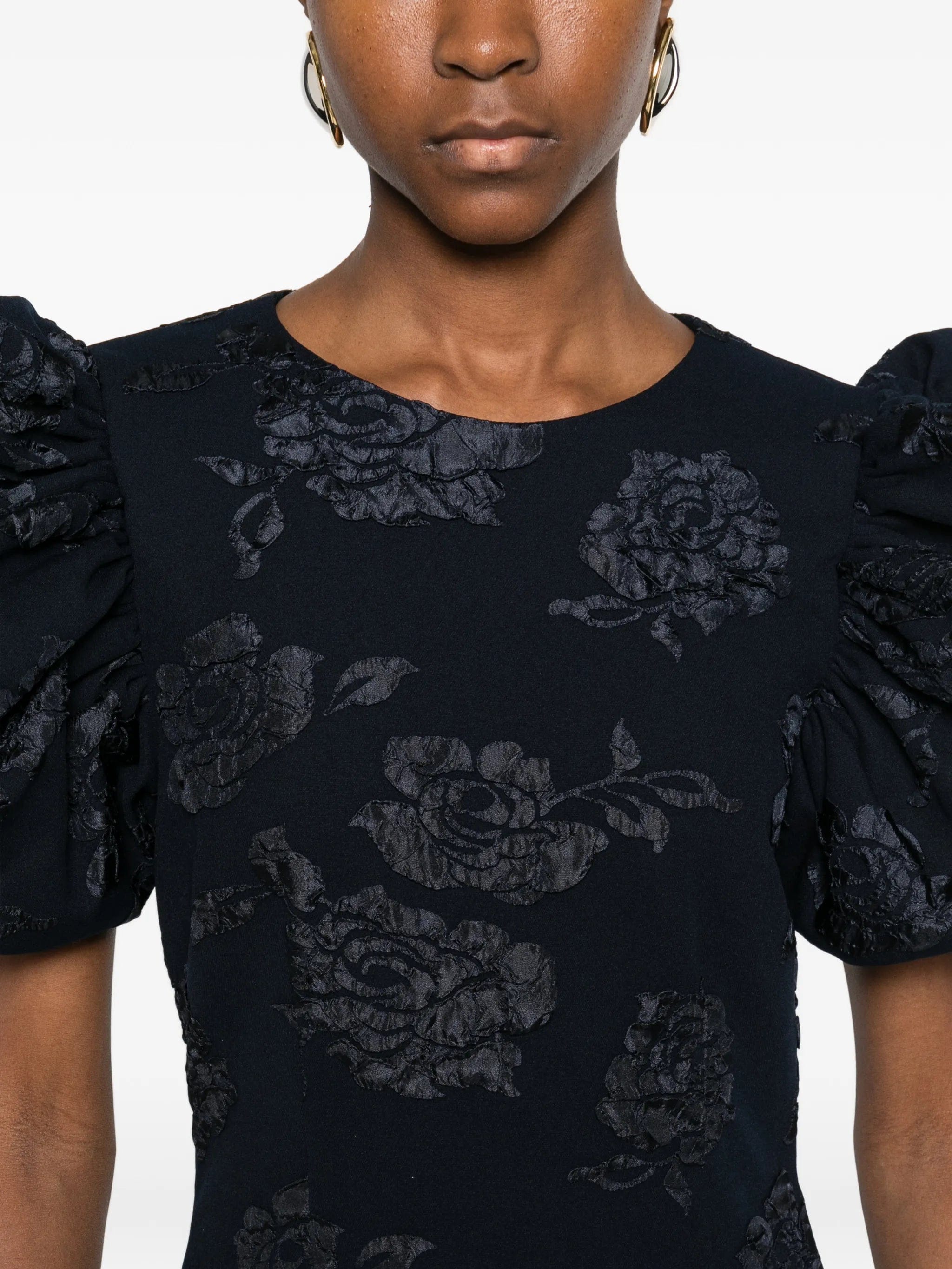 Rotate Birger Christensen jacquard puff midi dress