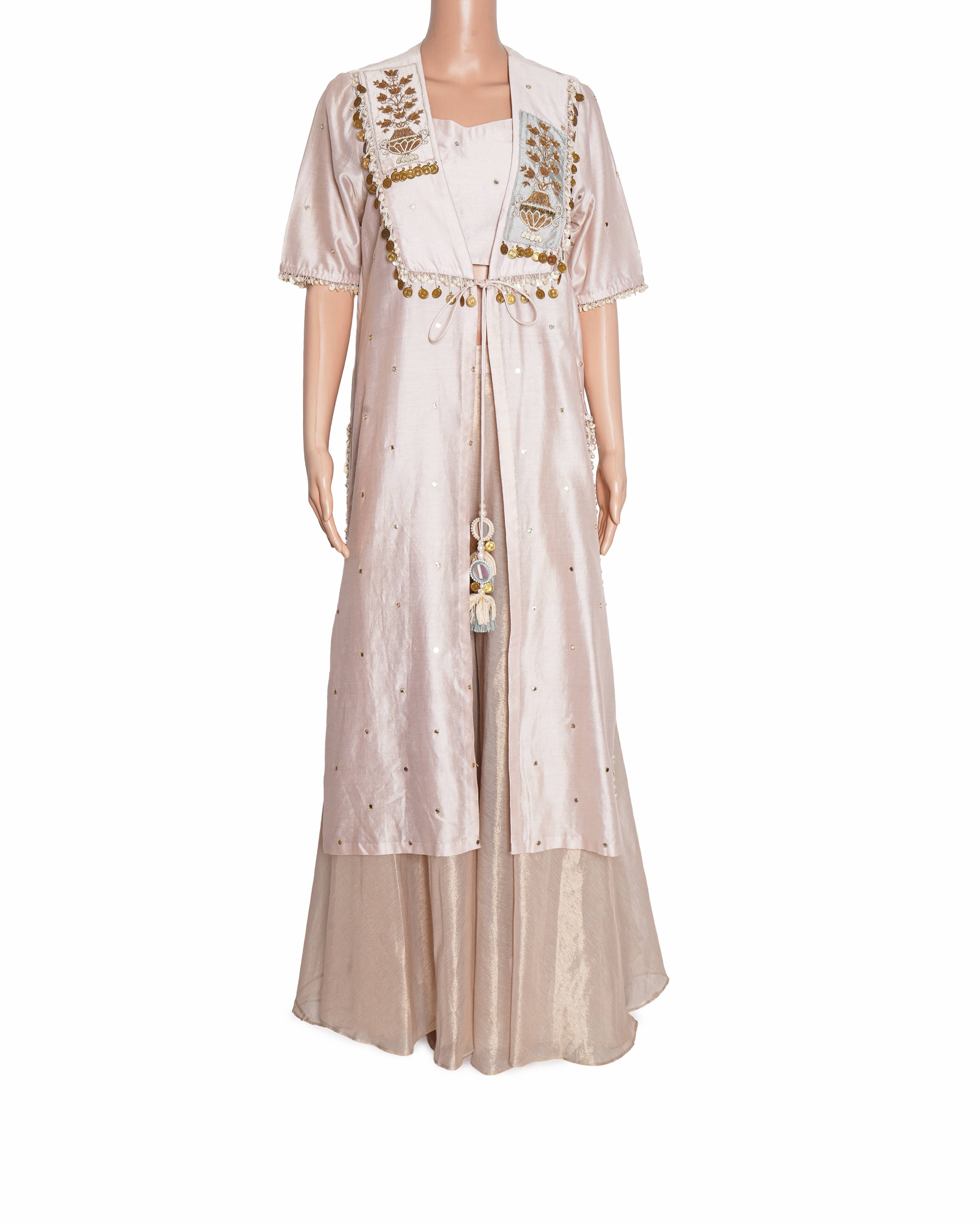 Gazal Gupta light pink Sharara with jacket set of 3