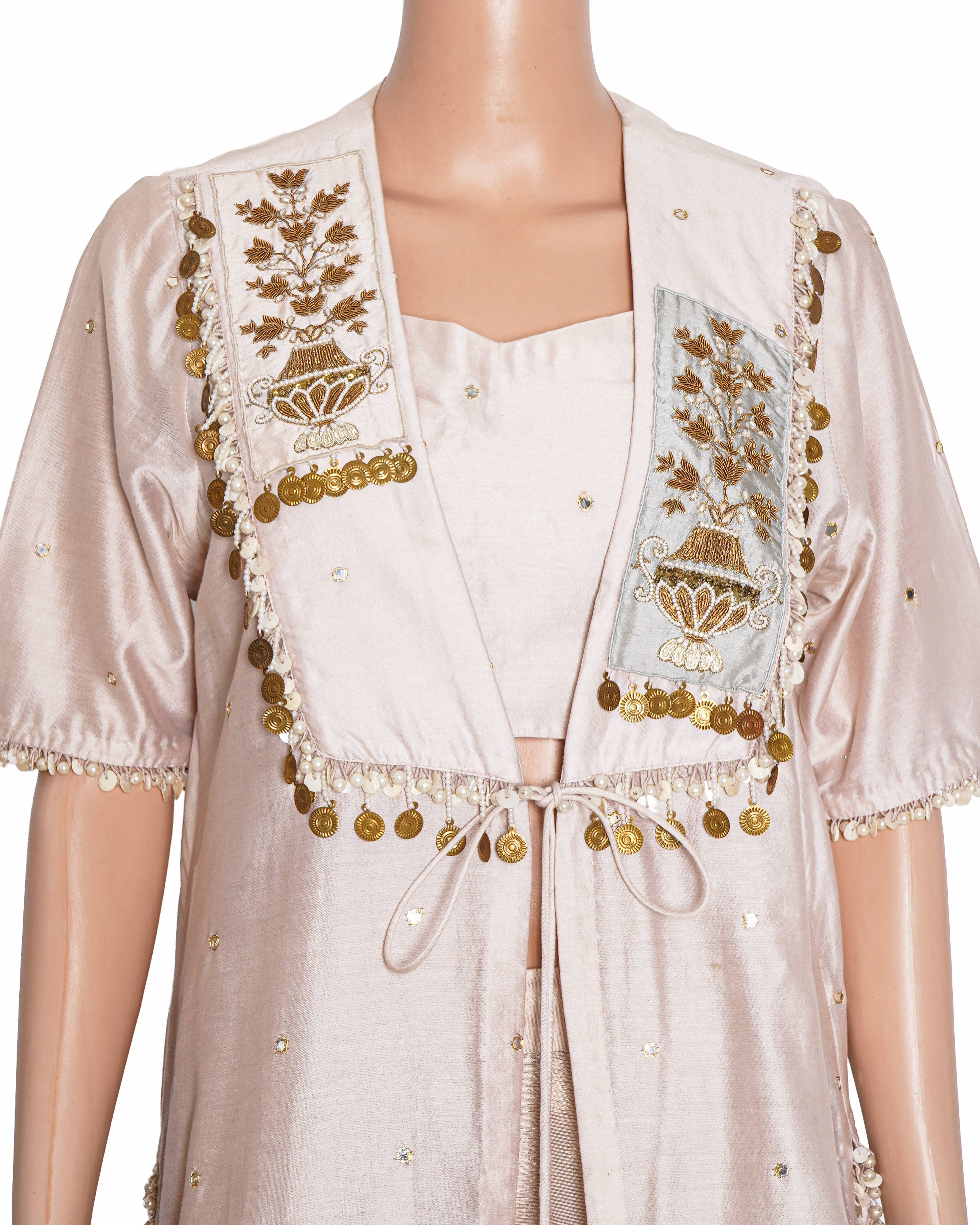 Gazal Gupta light pink Sharara with jacket set of 3