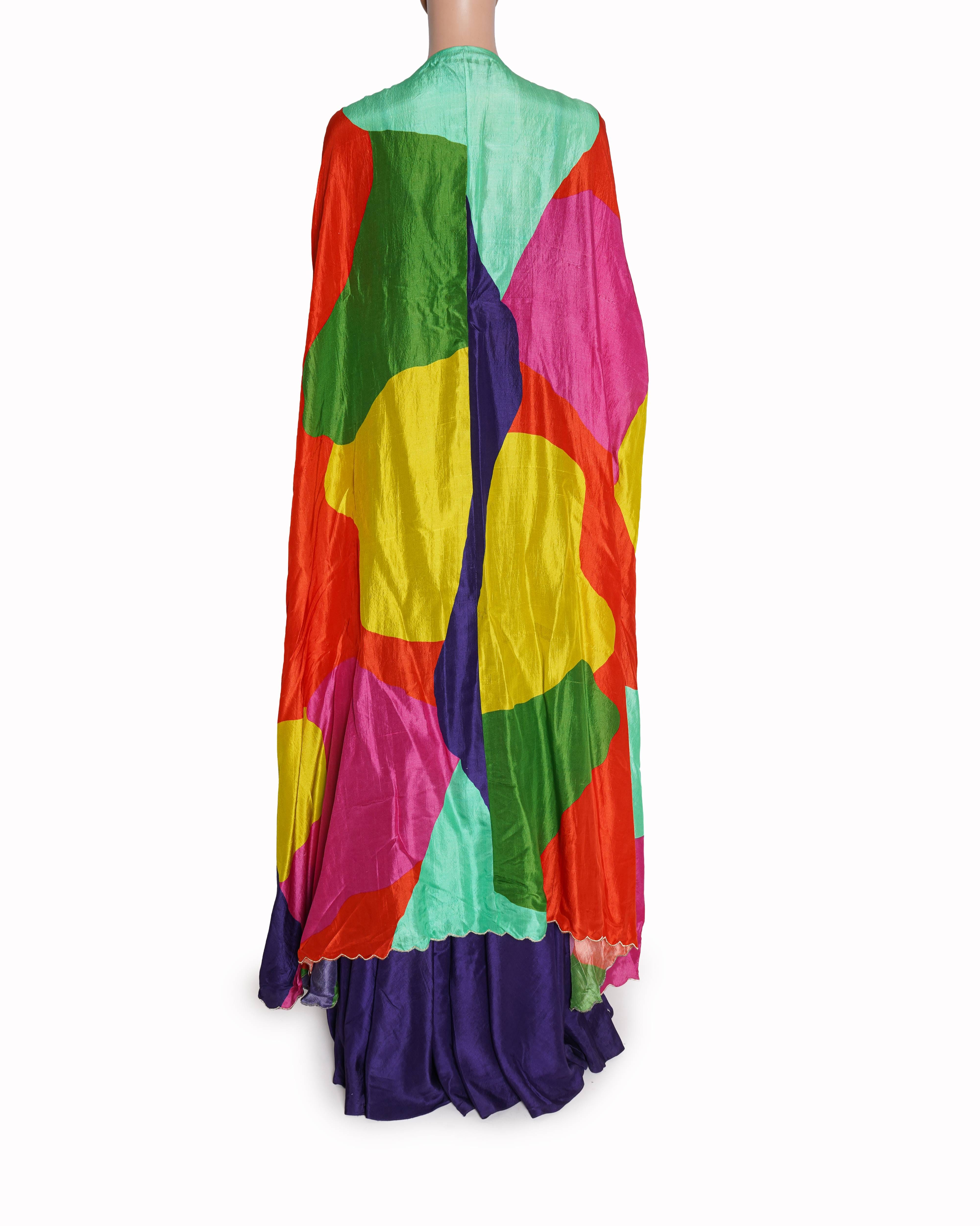 Gazal Gupta Royal Purple Flared Palazzo & Multi - Color Jacket Set