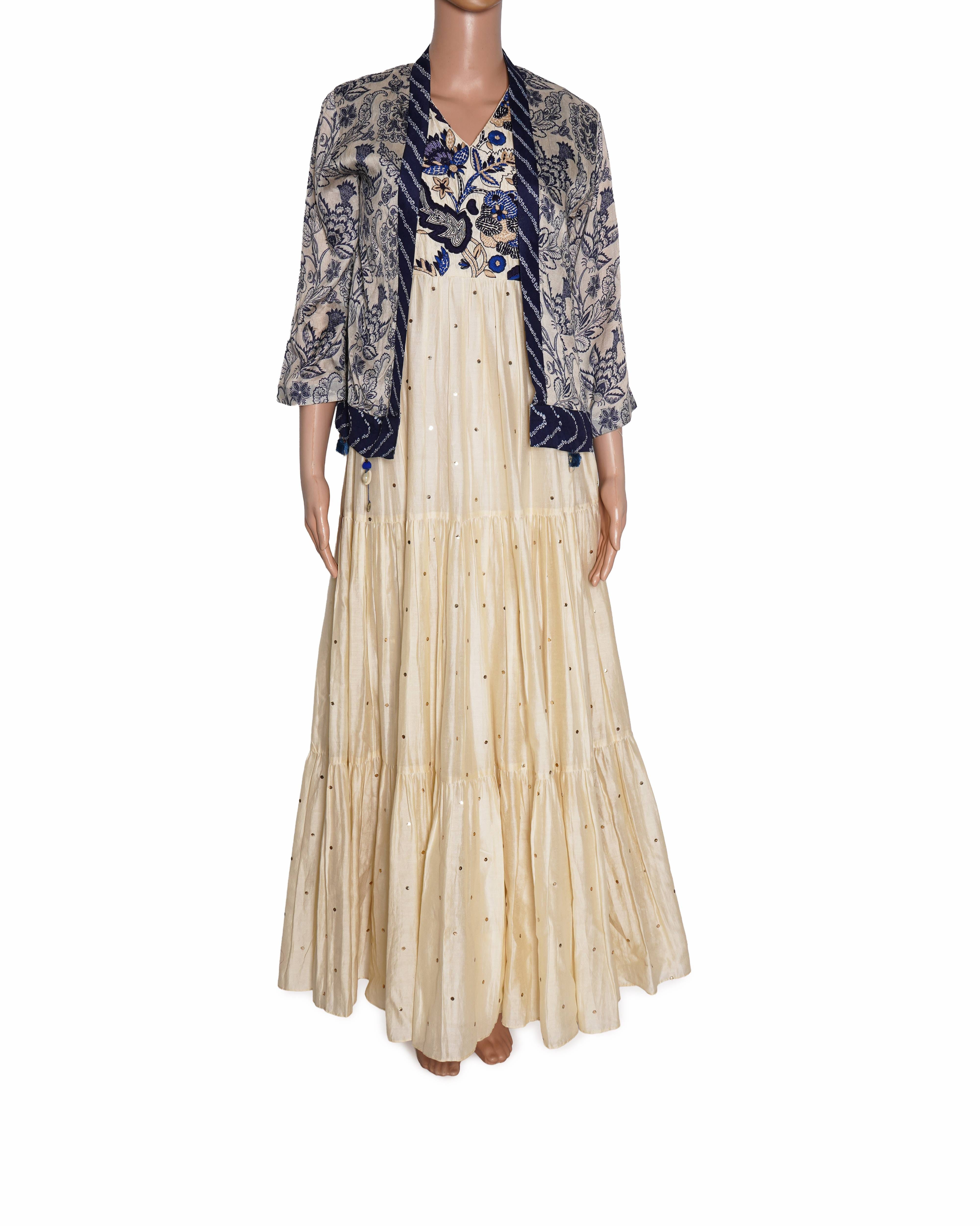 Anushree Reddy Anushree Ivory long gown with short jacket ( set of 2 )