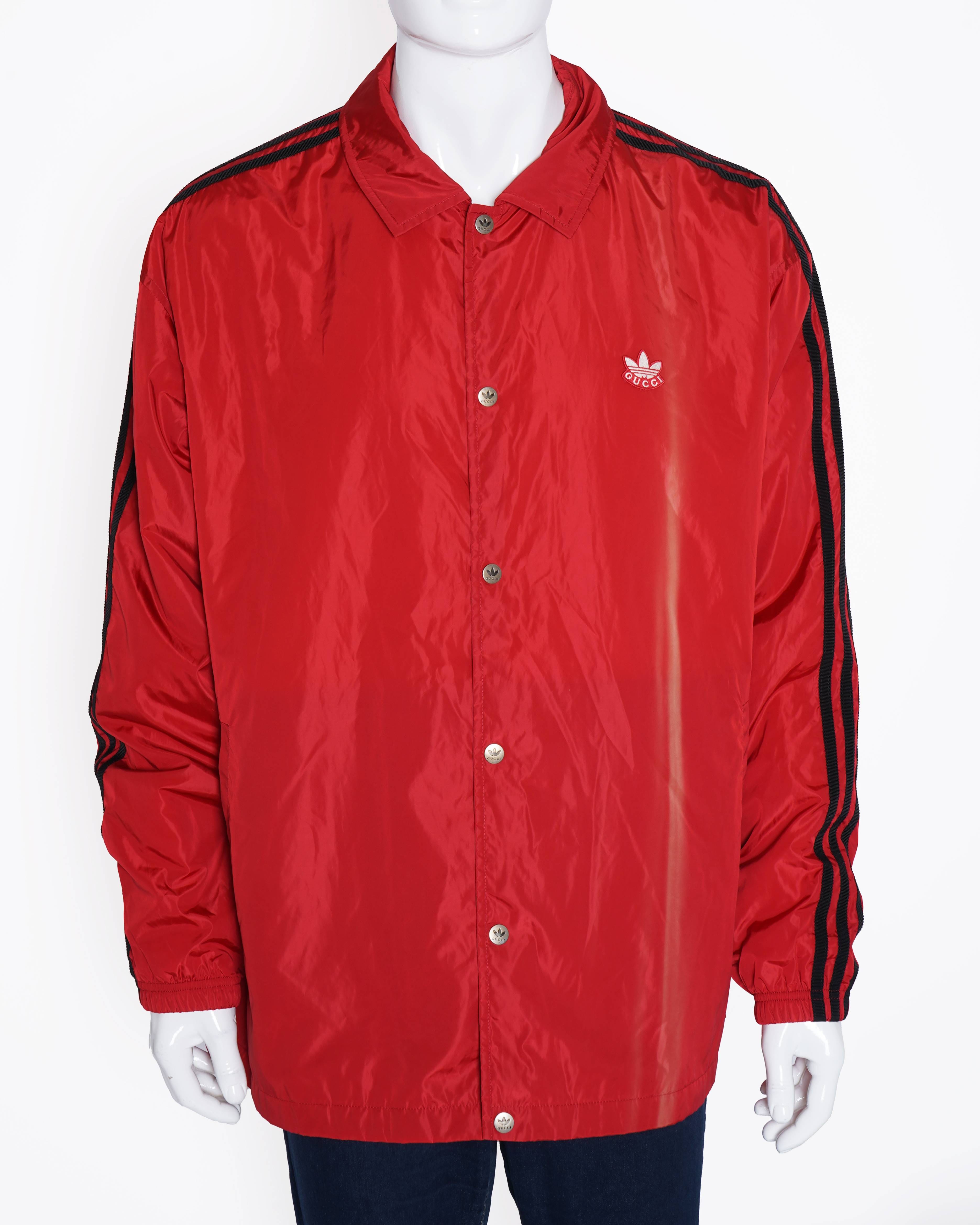Gucci x Adidas Limited EditionNylon Parachute Bomber Jacket In Red (Unisex)