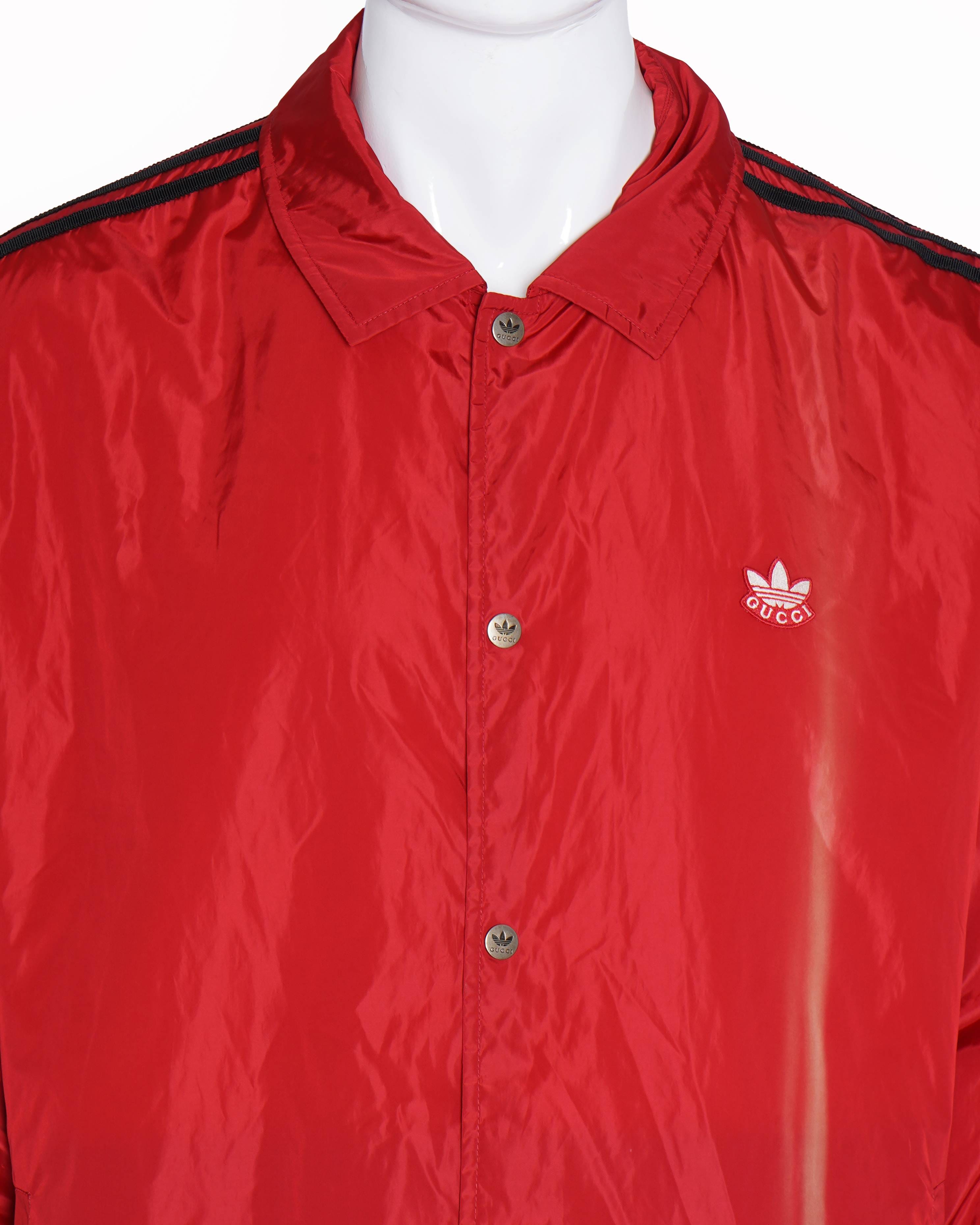 Gucci x Adidas Limited EditionNylon Parachute Bomber Jacket In Red (Unisex)
