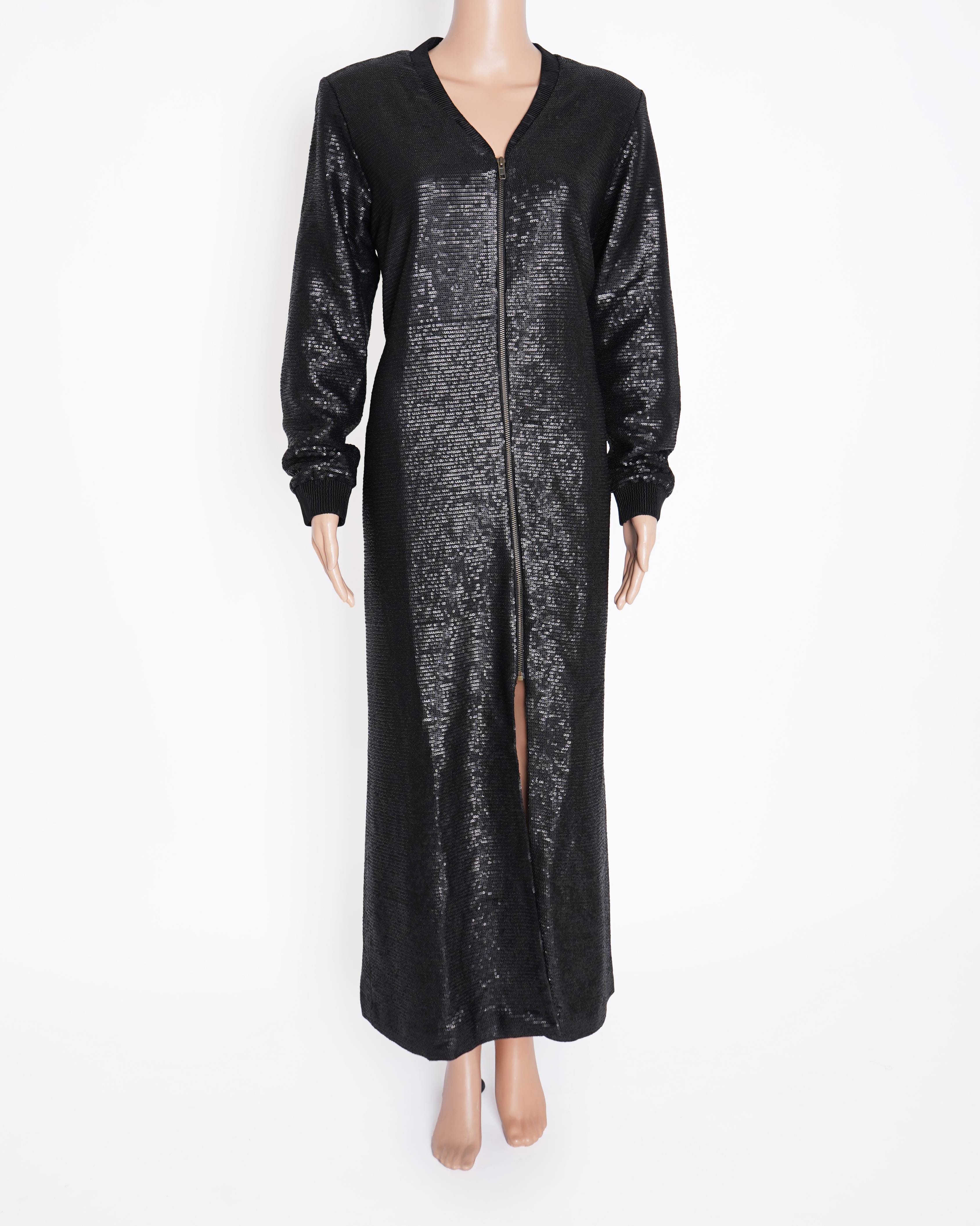 AKOK New AK - OK by Anamika Khanna Black Sequin Long Jacket Dress