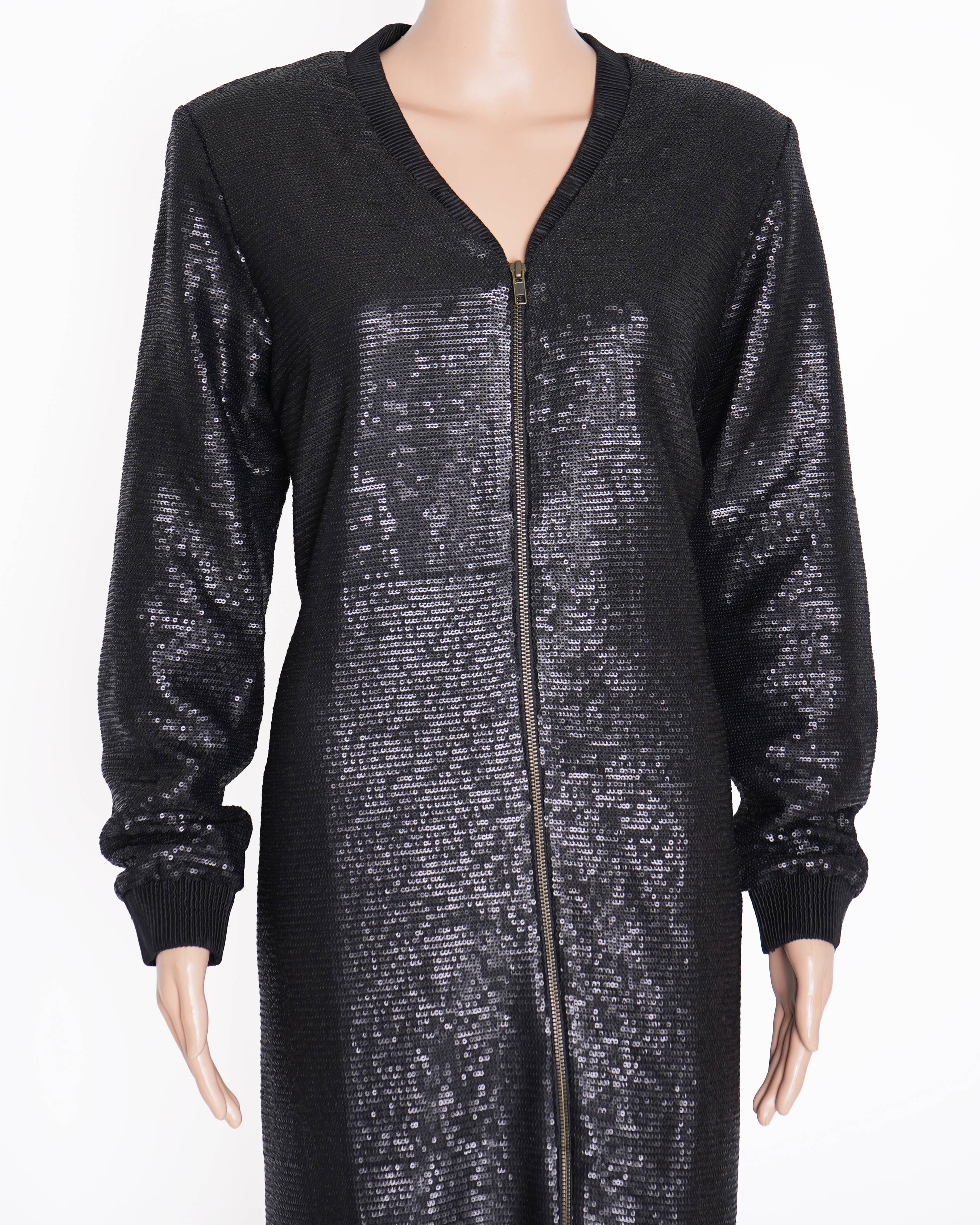 AKOK New AK - OK by Anamika Khanna Black Sequin Long Jacket Dress