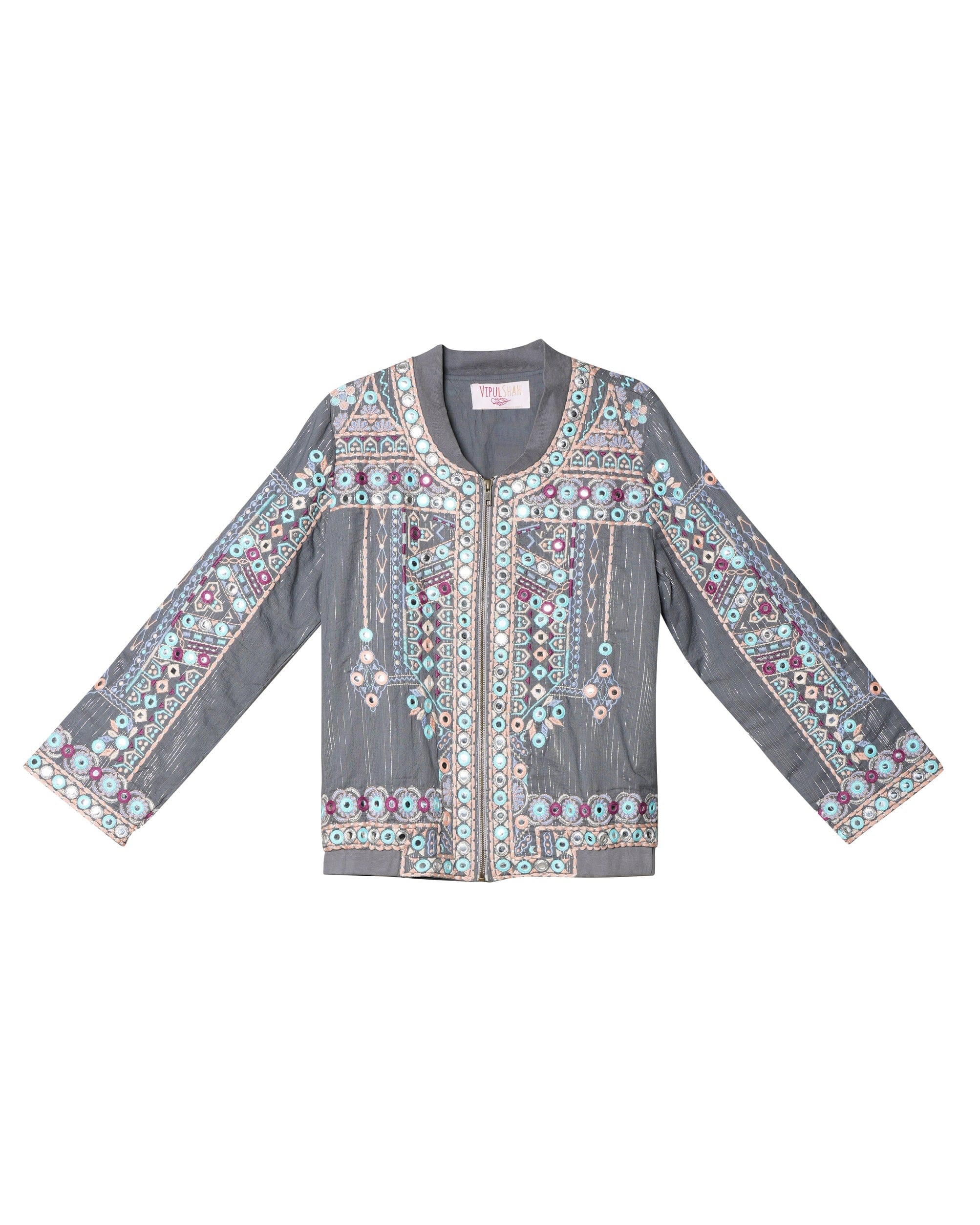Vipul Shah *New* Vipul Shah Grey Jacket With Mirror Work