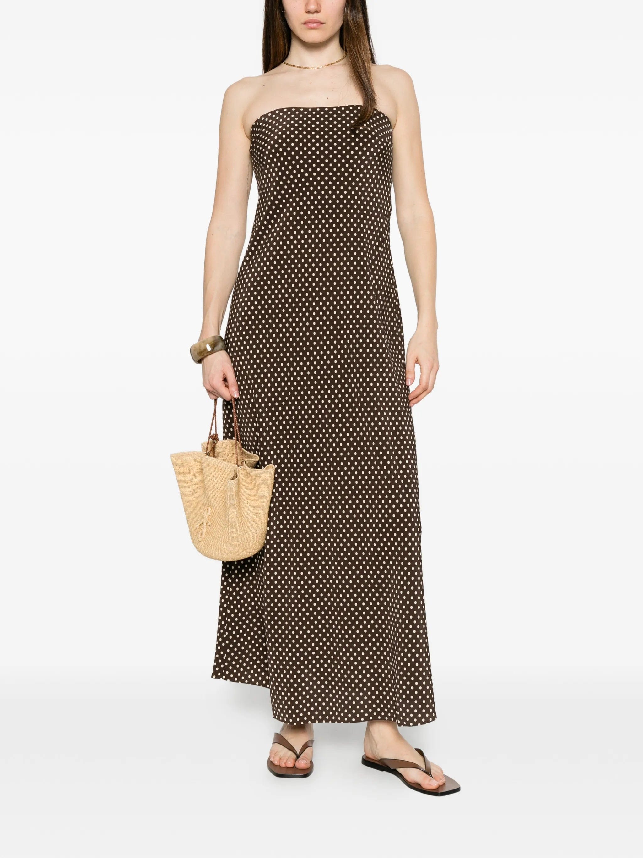 Matteau Bias polka - dot strapless maxi dress