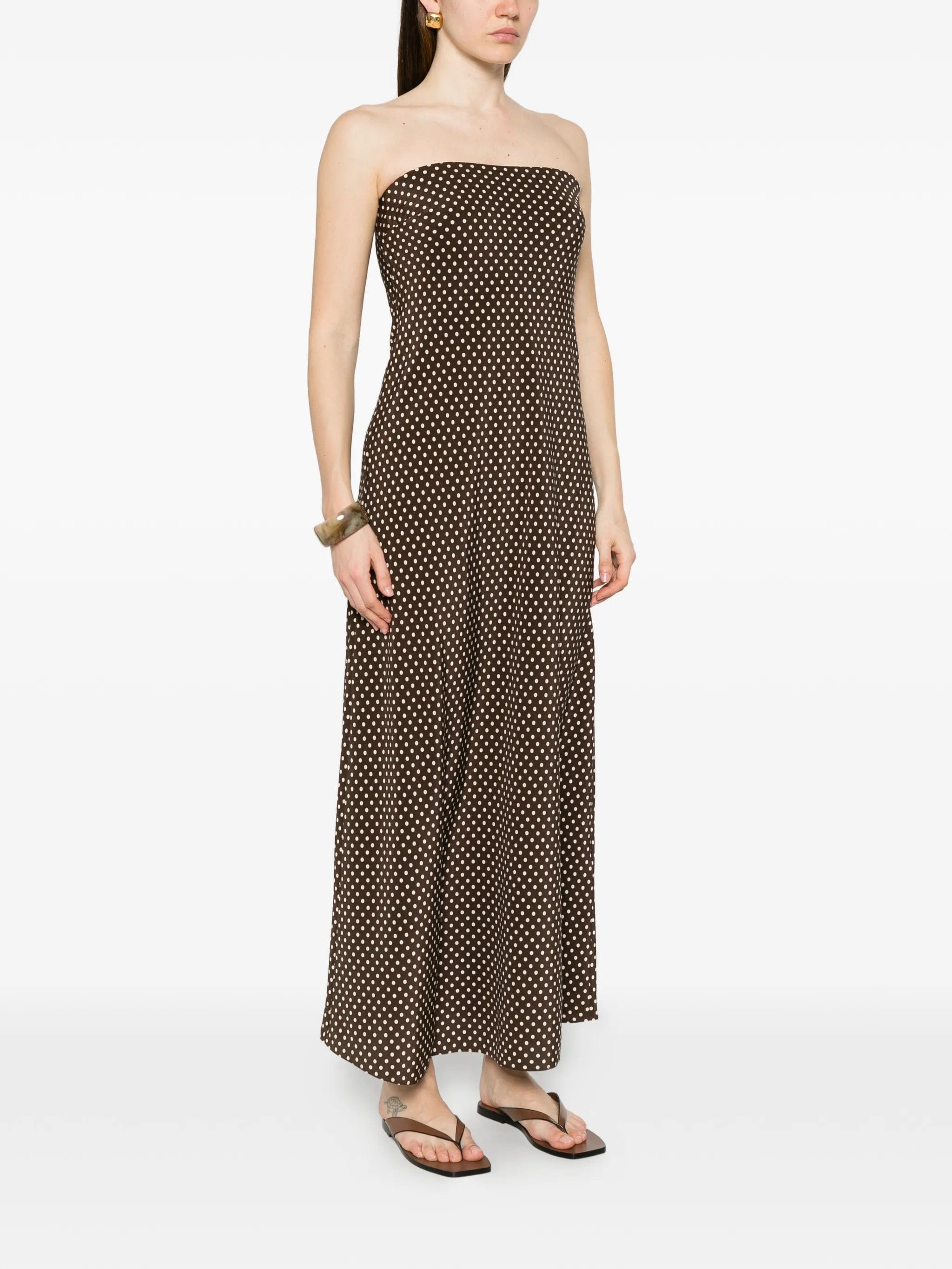 Matteau Bias polka - dot strapless maxi dress