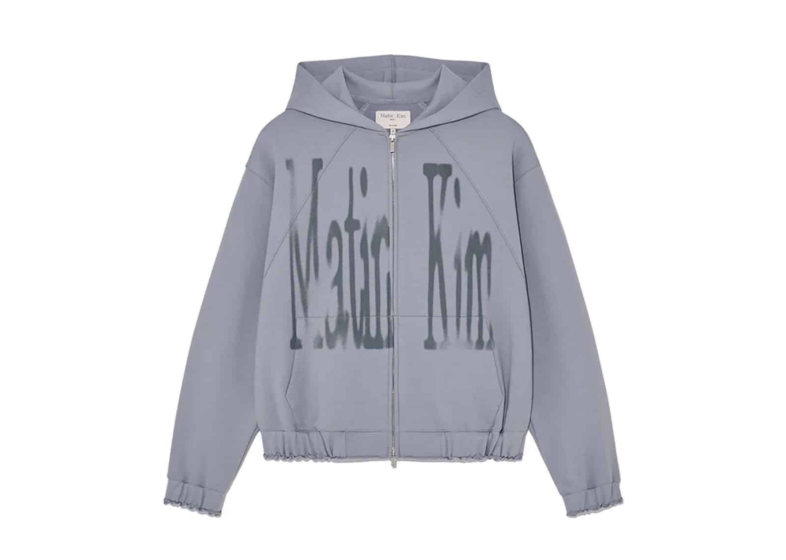Matin Kim Big Logo Zip Up Hoodie Smoke Blue JP014