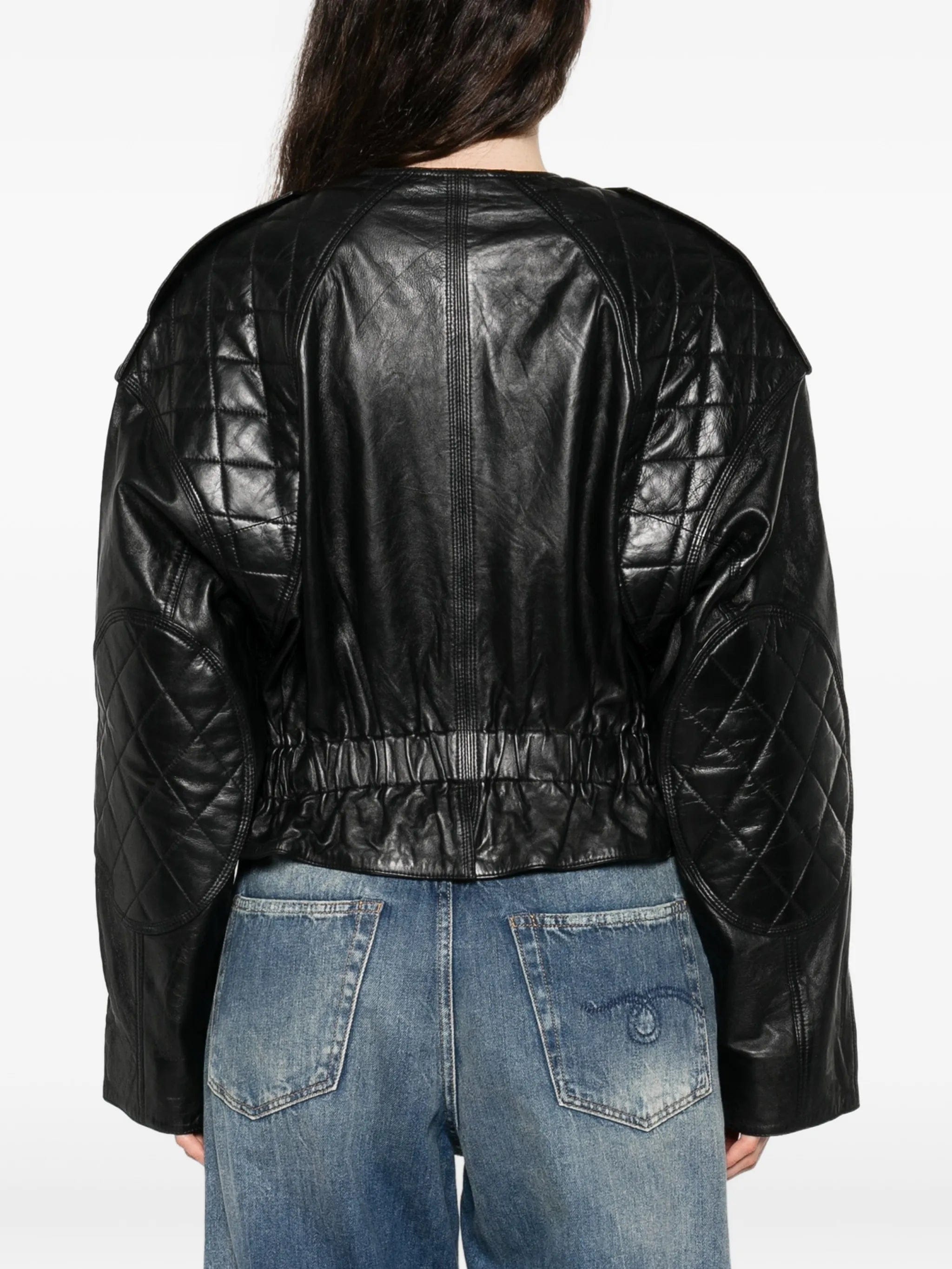 R13 quilted button leather jacket