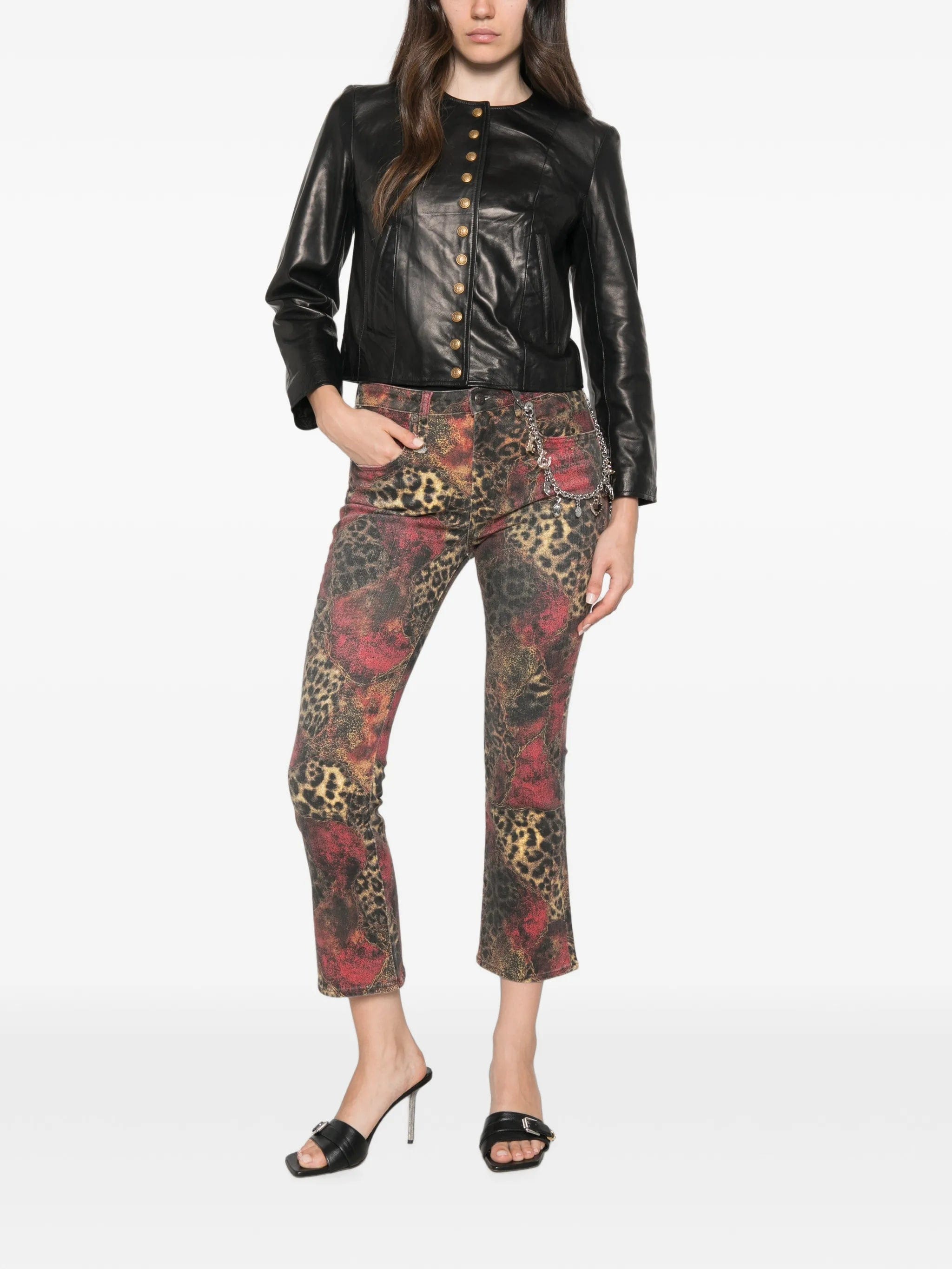 R13 Kick leopard - print jeans