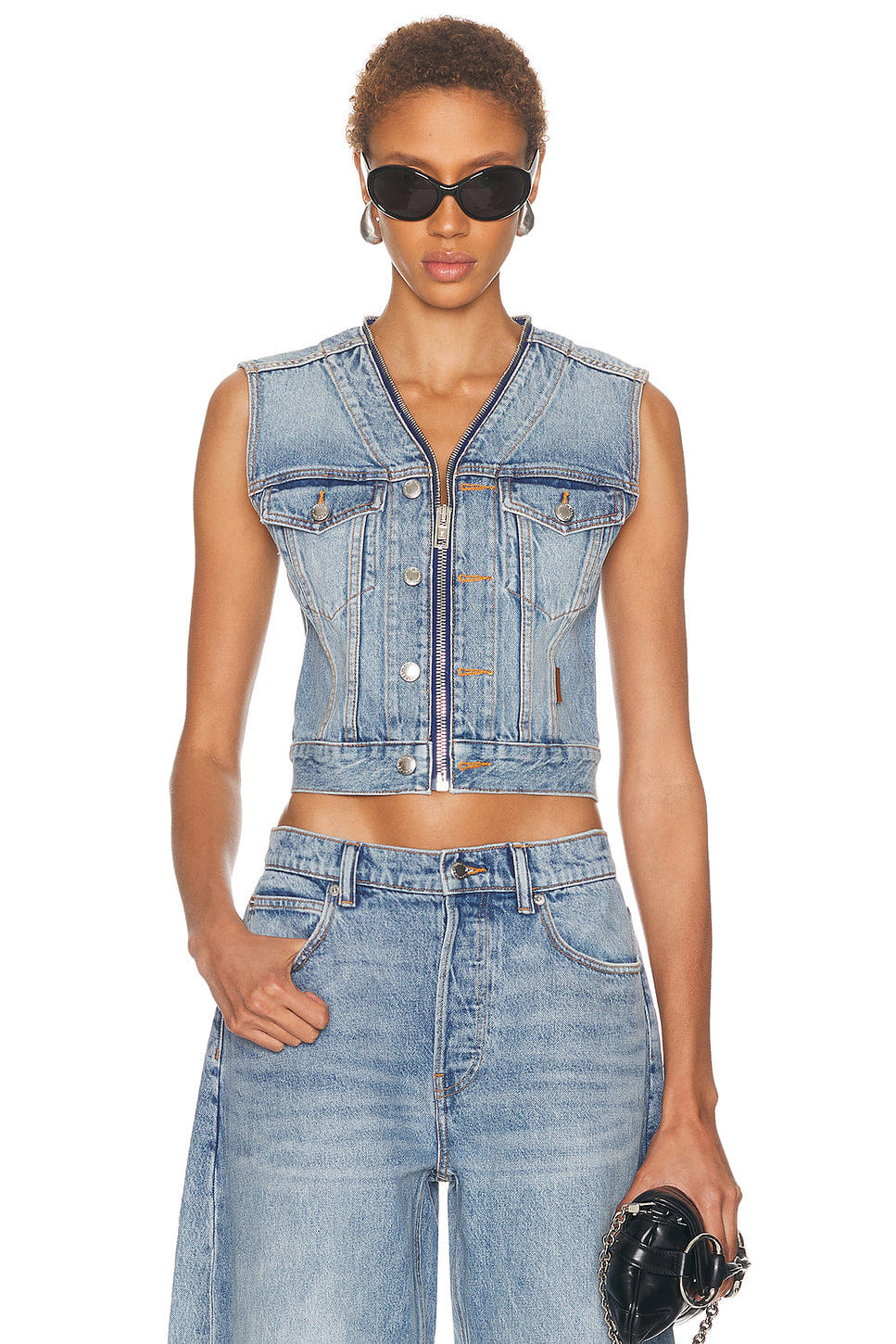 Alexander Wang Dipped V Neck Trucker Vest