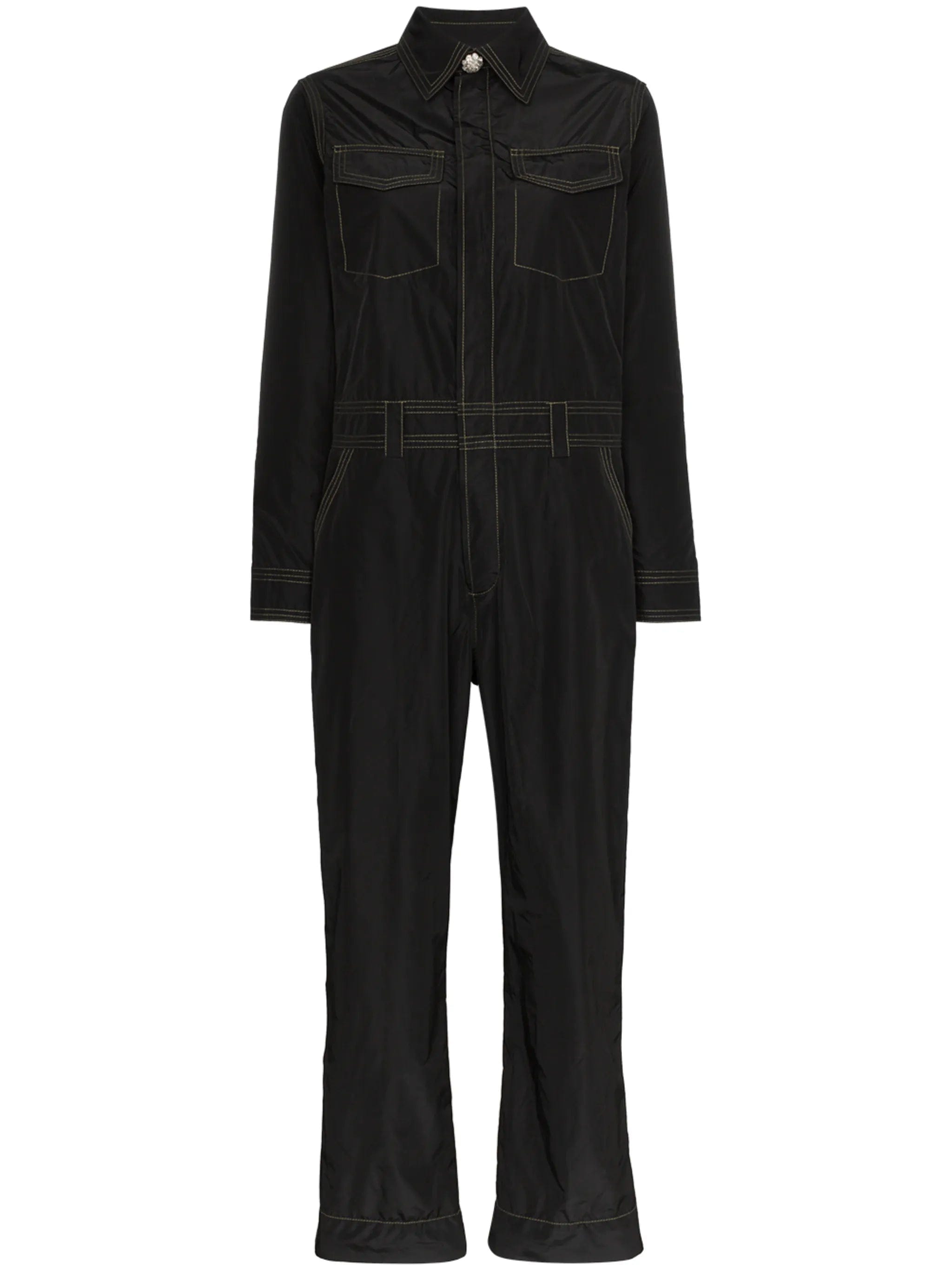 GANNI contrast stitch utility jumpsuit
