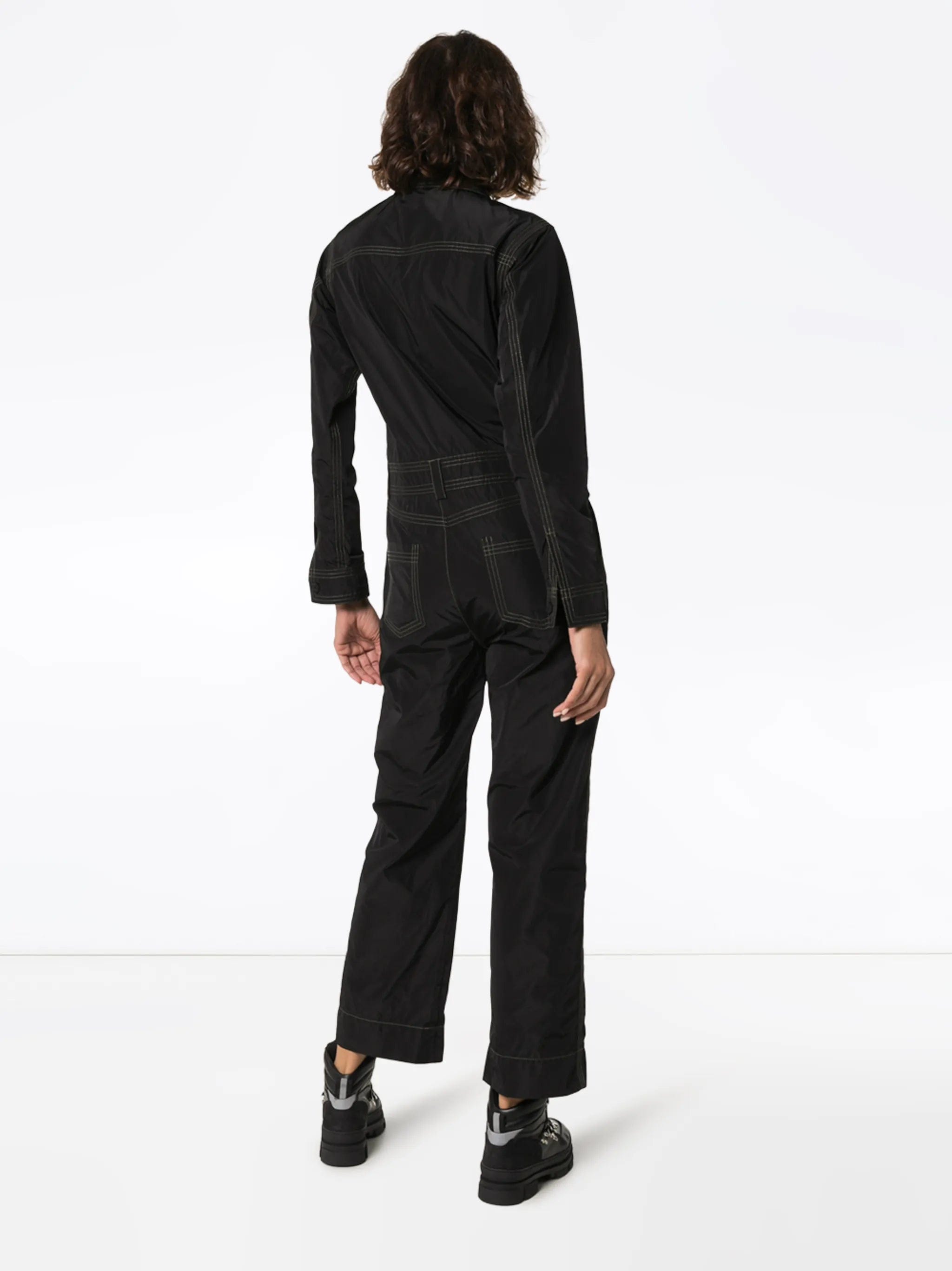 GANNI contrast stitch utility jumpsuit