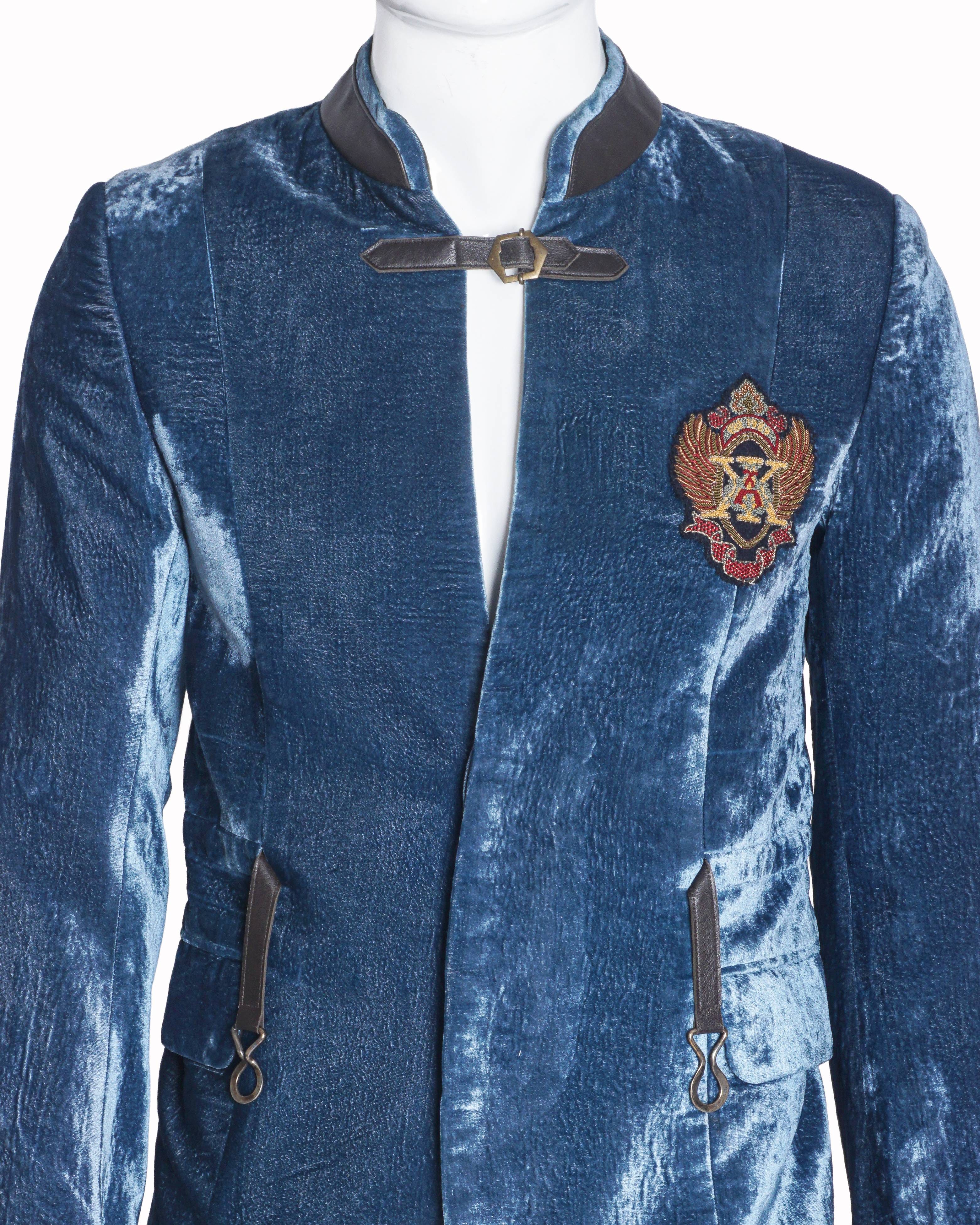 Arjun Khanna Teal Blue Crushed Velvet Jacket