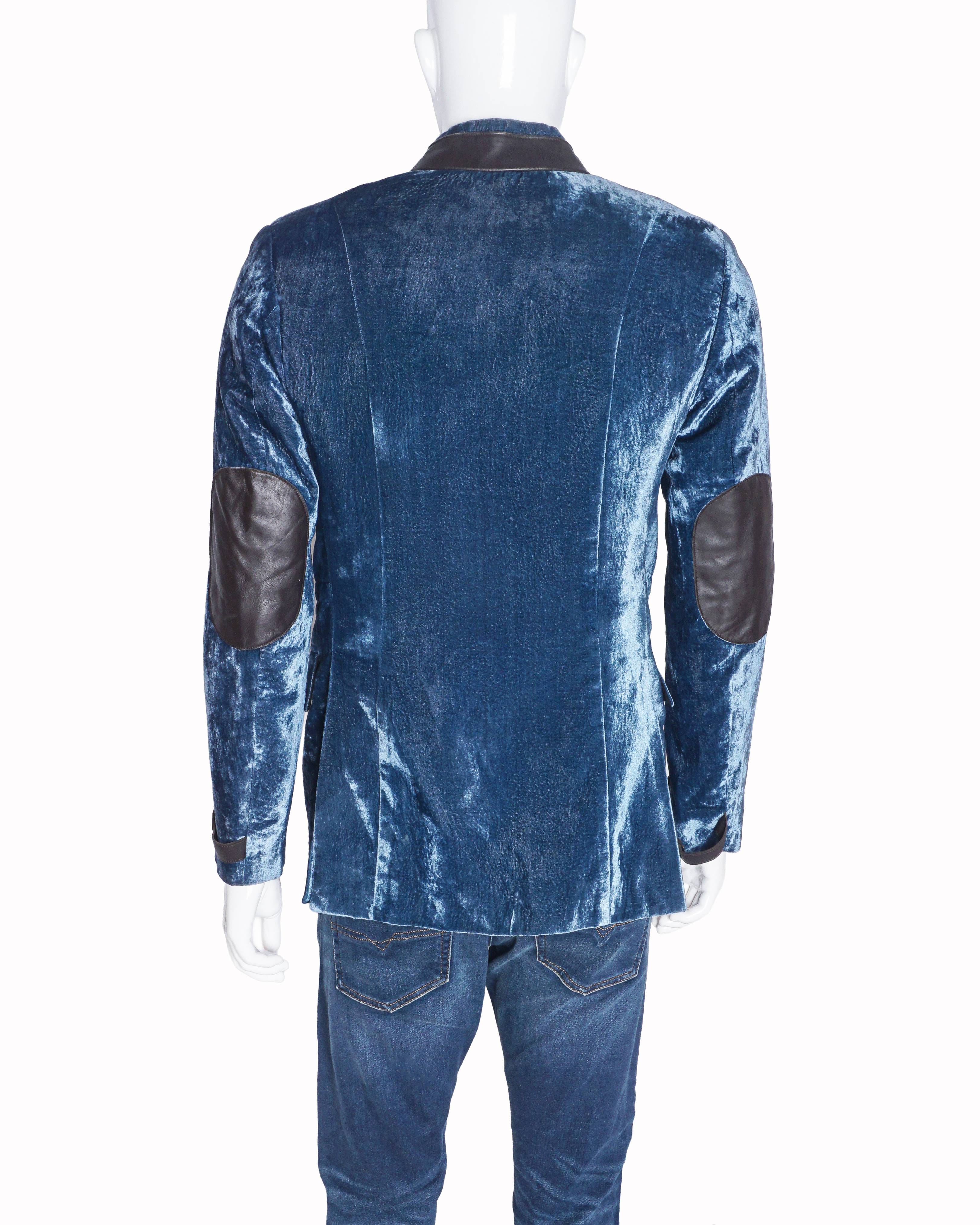 Arjun Khanna Teal Blue Crushed Velvet Jacket