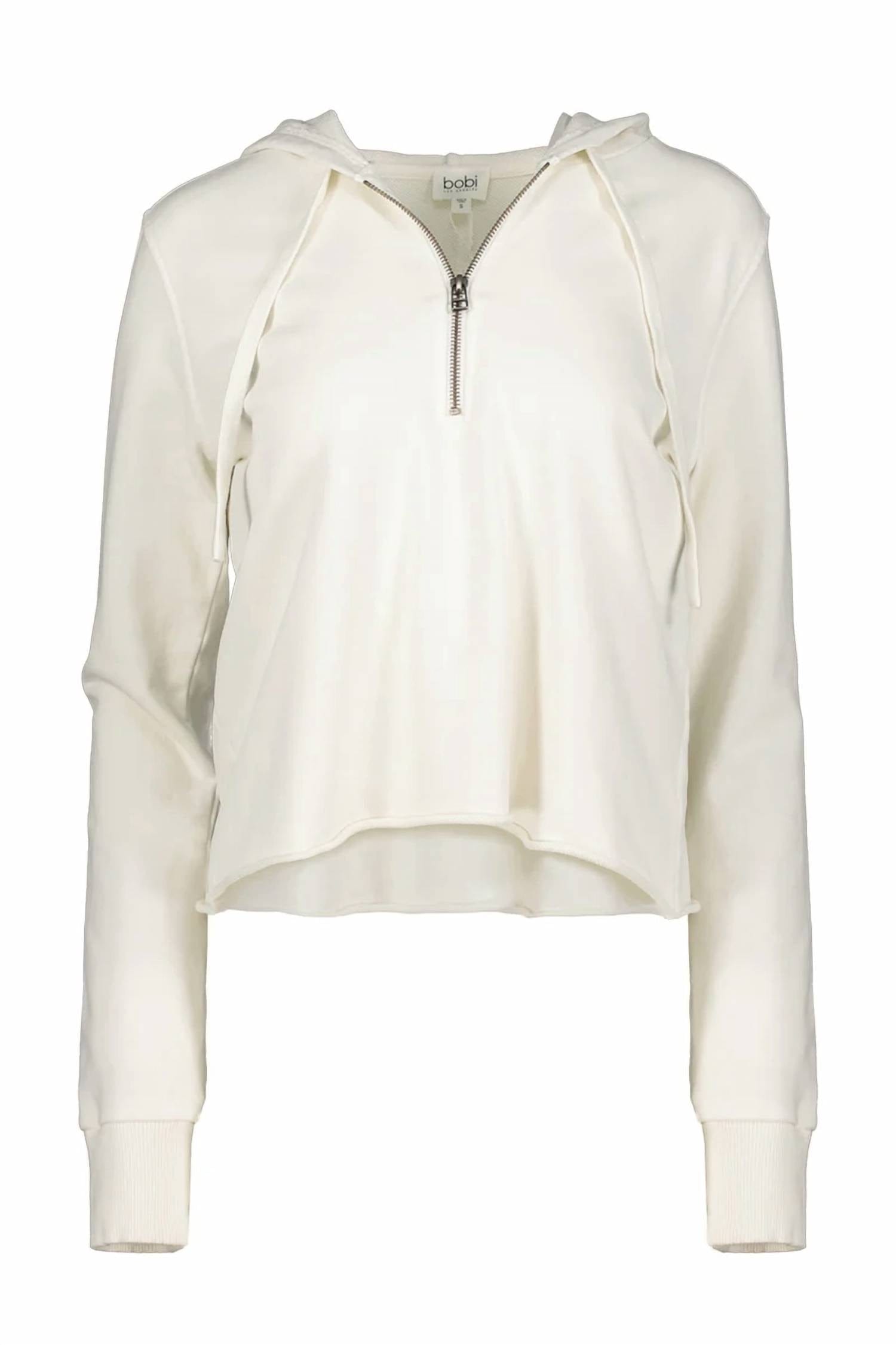 Pearl Women's Half Zip Crop Hoodie In Faded Pearl