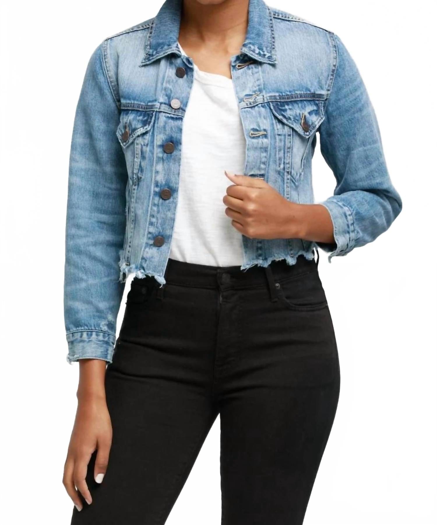 Blue Naibi Cropped Denim Jacket In Blue