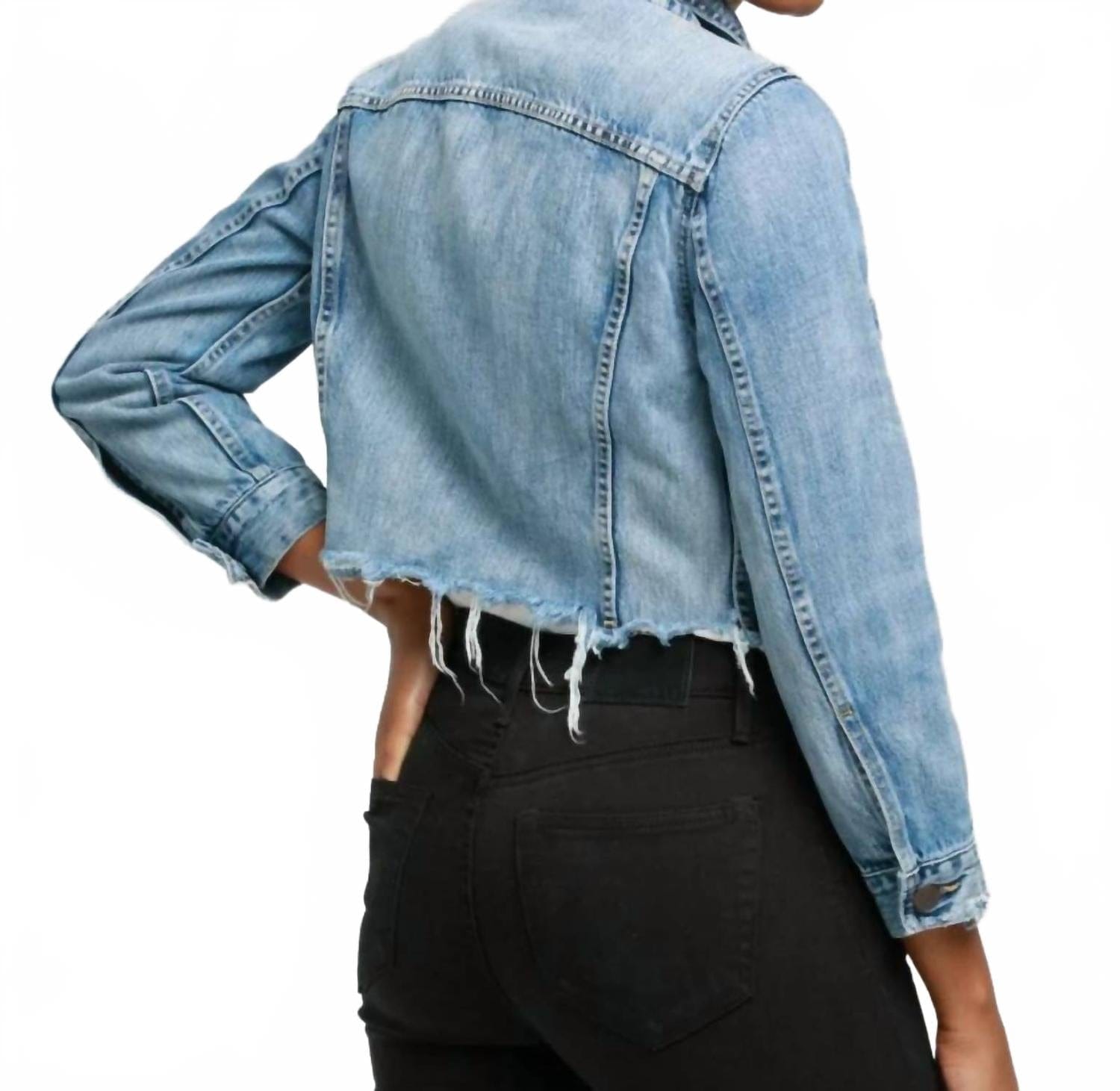 Blue Naibi Cropped Denim Jacket In Blue
