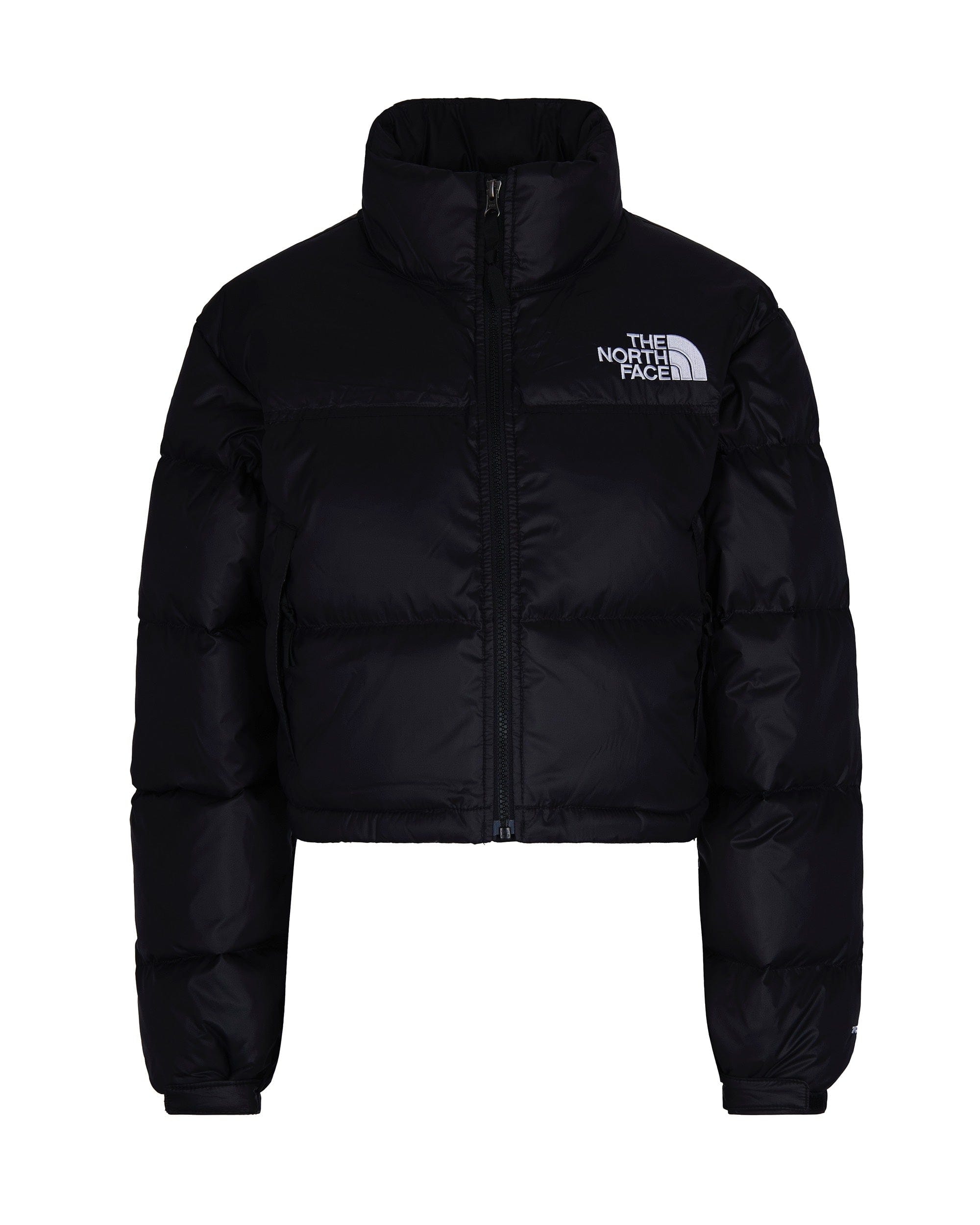 And Cropped Puffer Jacket with Goose Down Insulation and Adjustable Hem