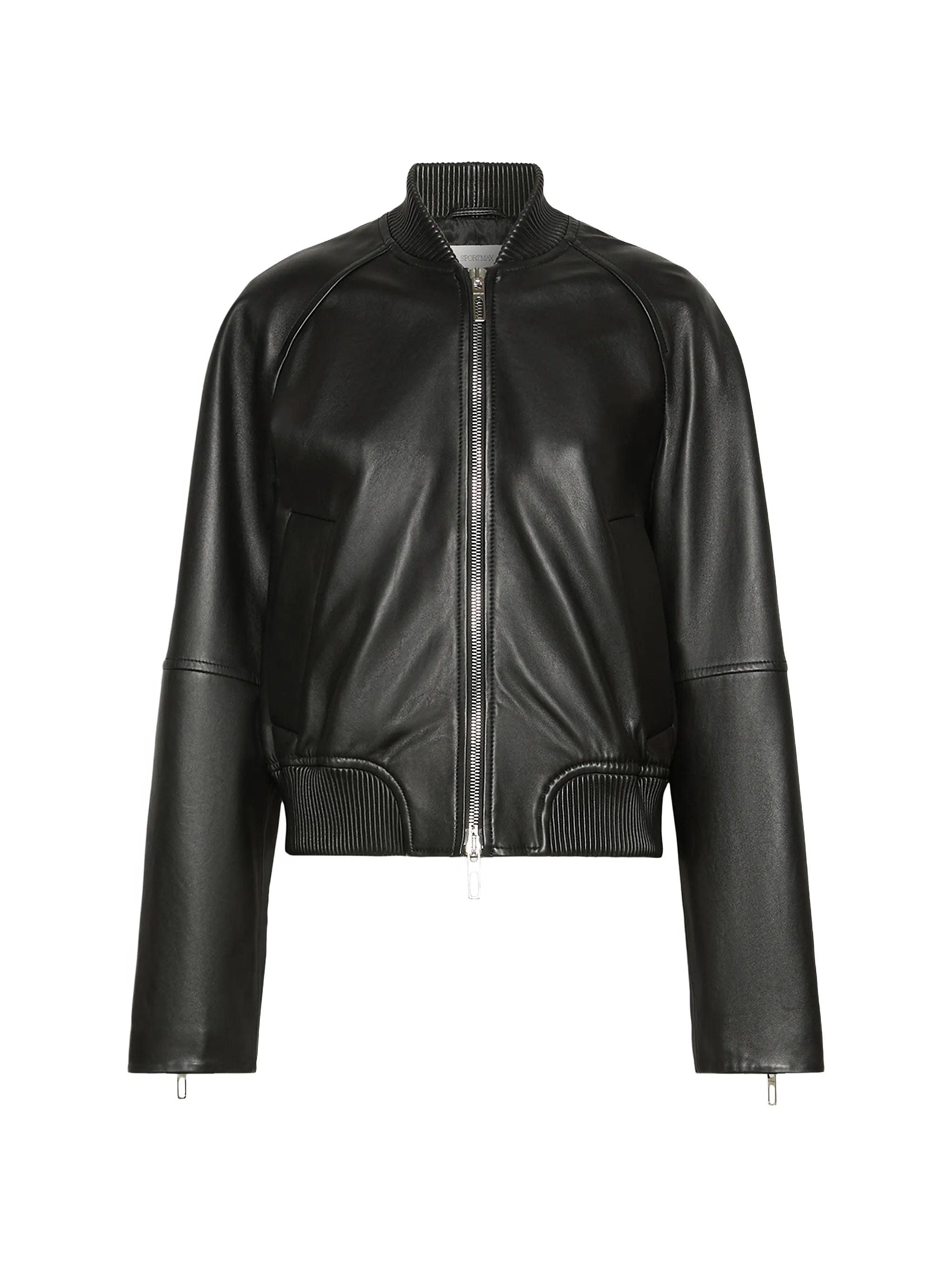 Sportmax ribbed - trim leather jacket