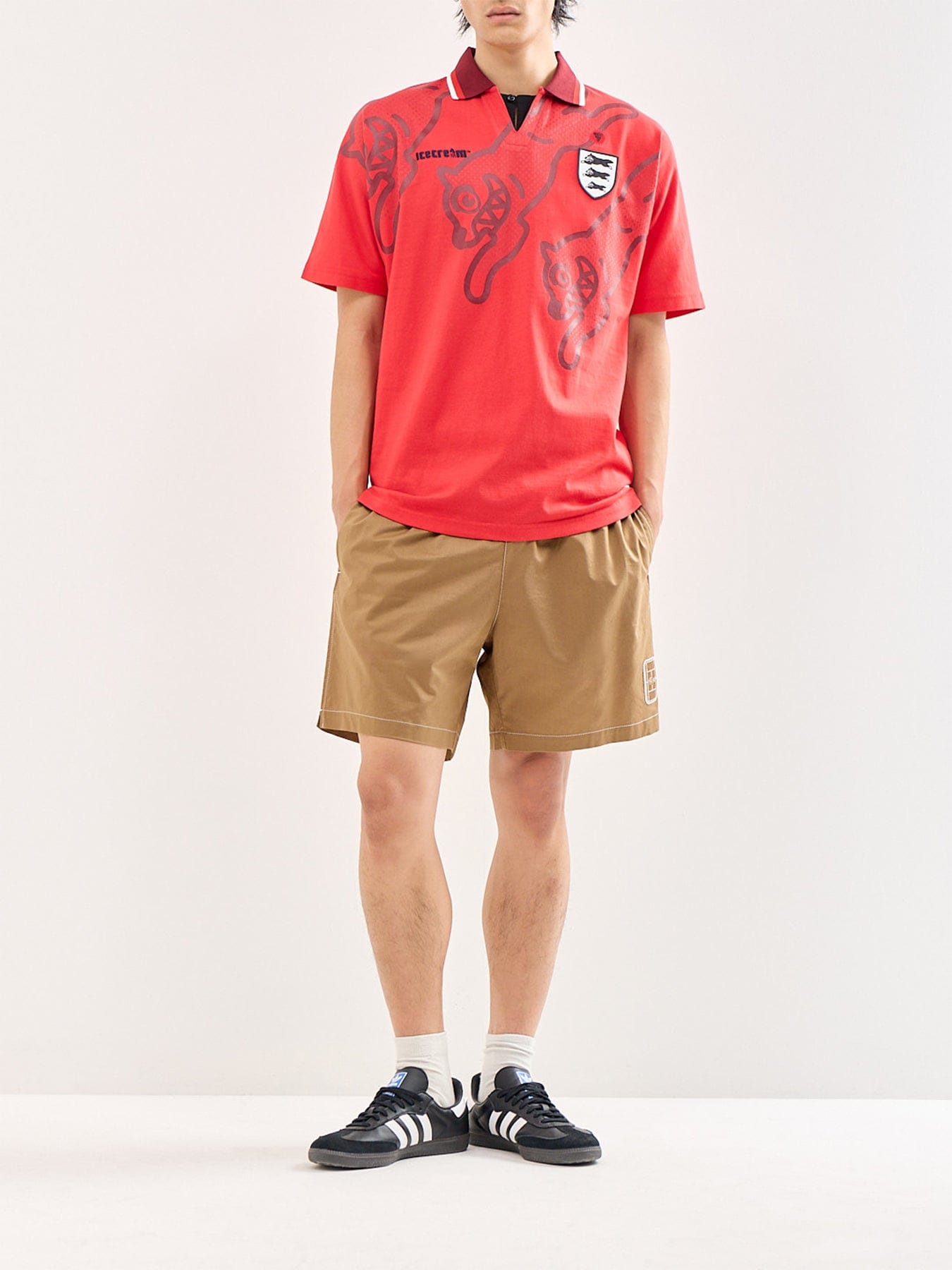 Icecream Running Dog Football Shirt Red