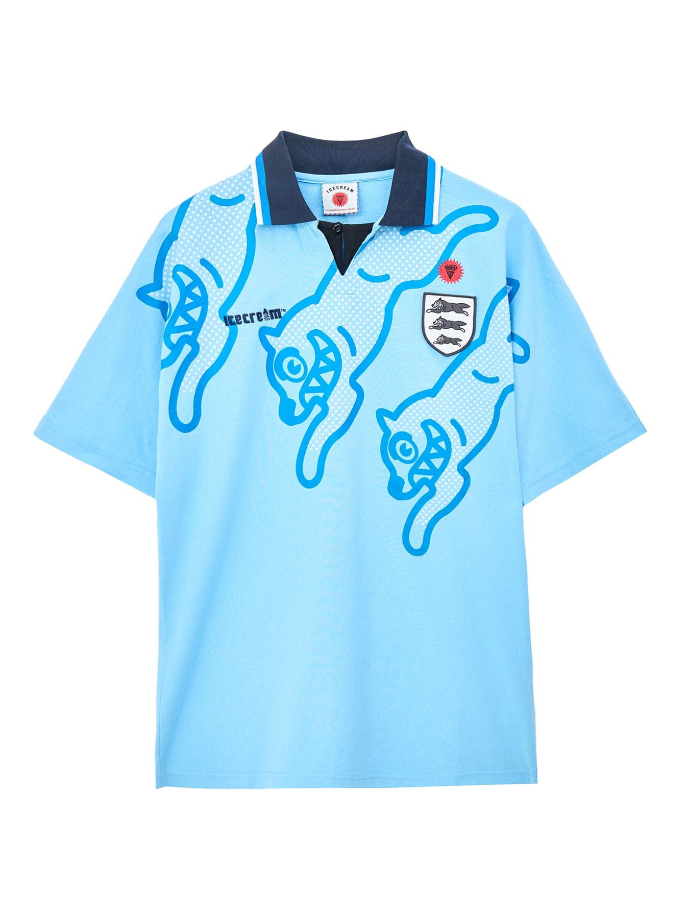 Icecream Running Dog Football Shirt Blue