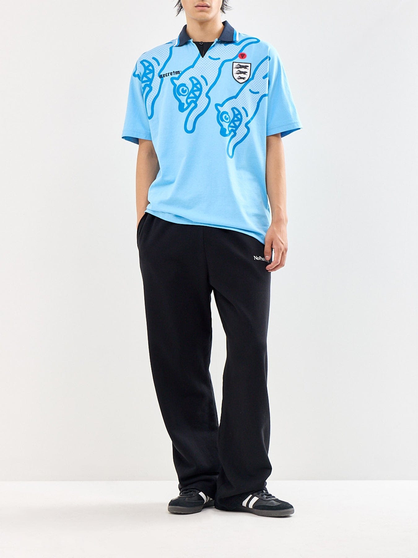 Icecream Running Dog Football Shirt Blue