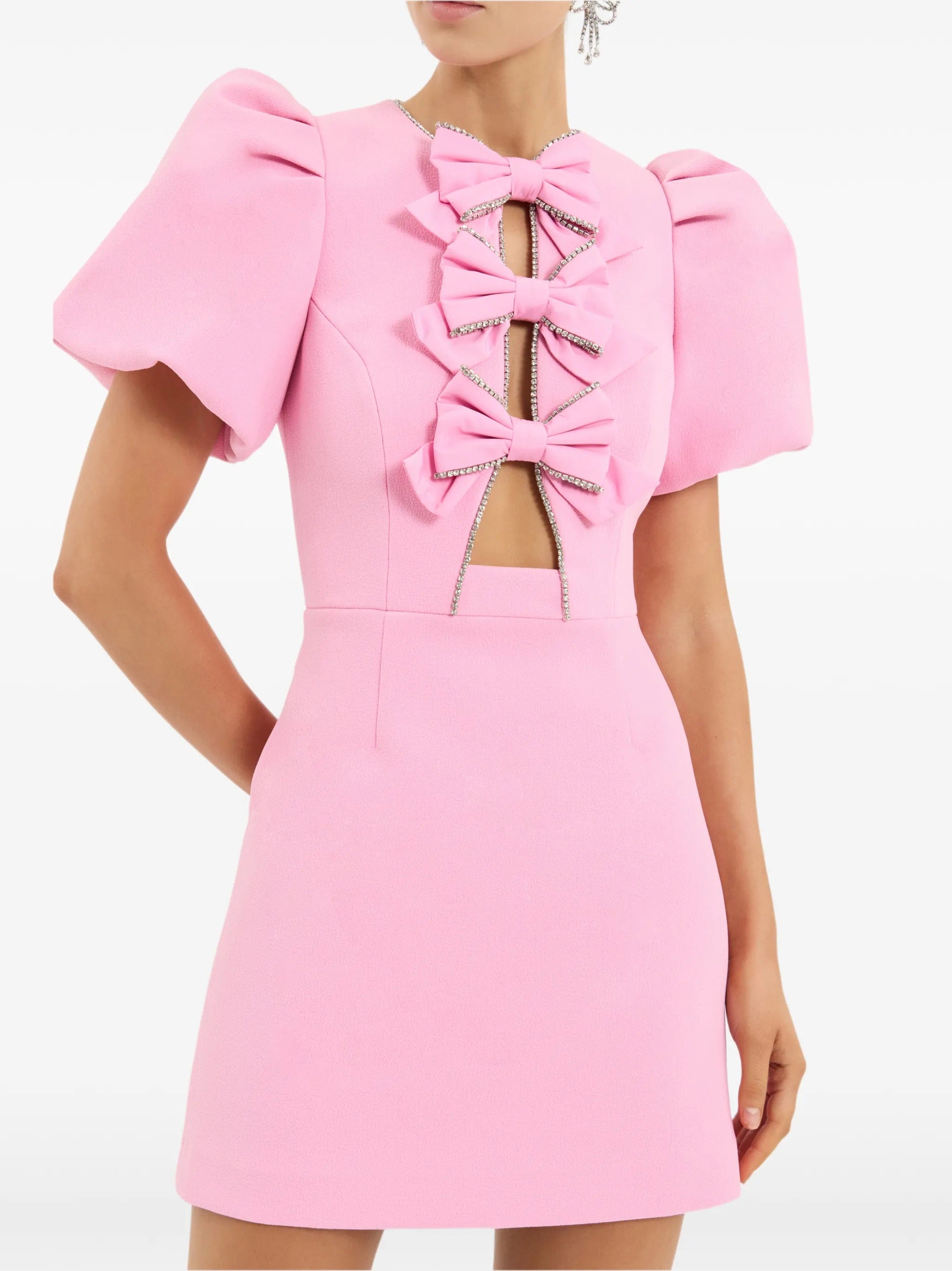Rebecca Vallance bow - embellished mini dress