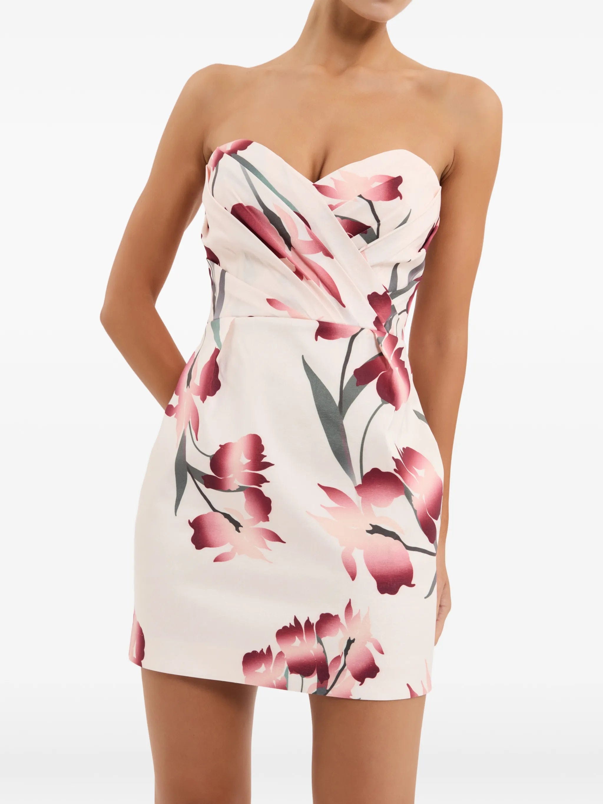Rebecca Vallance Linnea floral strapless mini dress