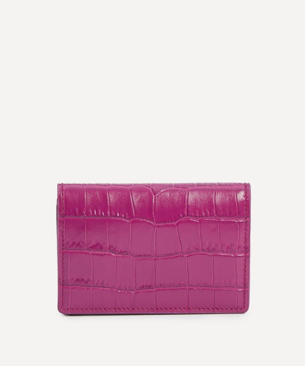 Smythson Mara Croc - Embossed Leather Folded Card Case