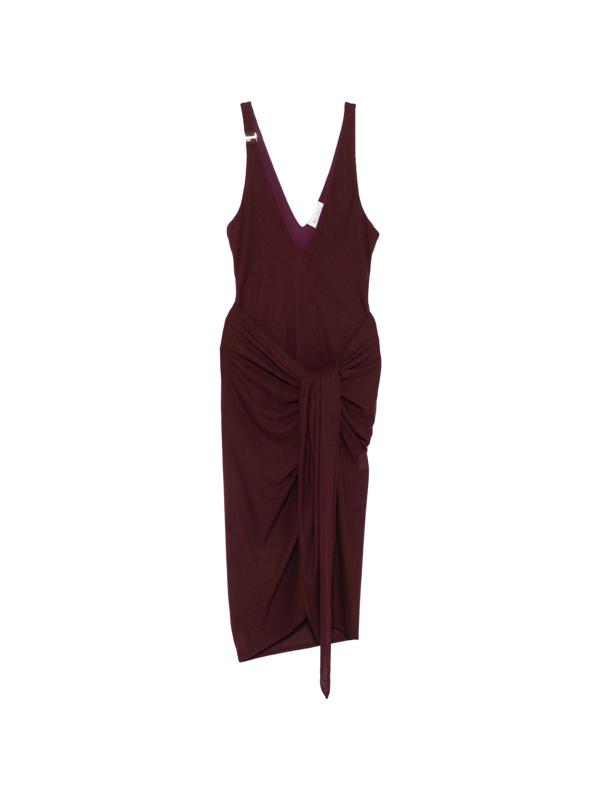 The Attico ruched V - neck midi dress